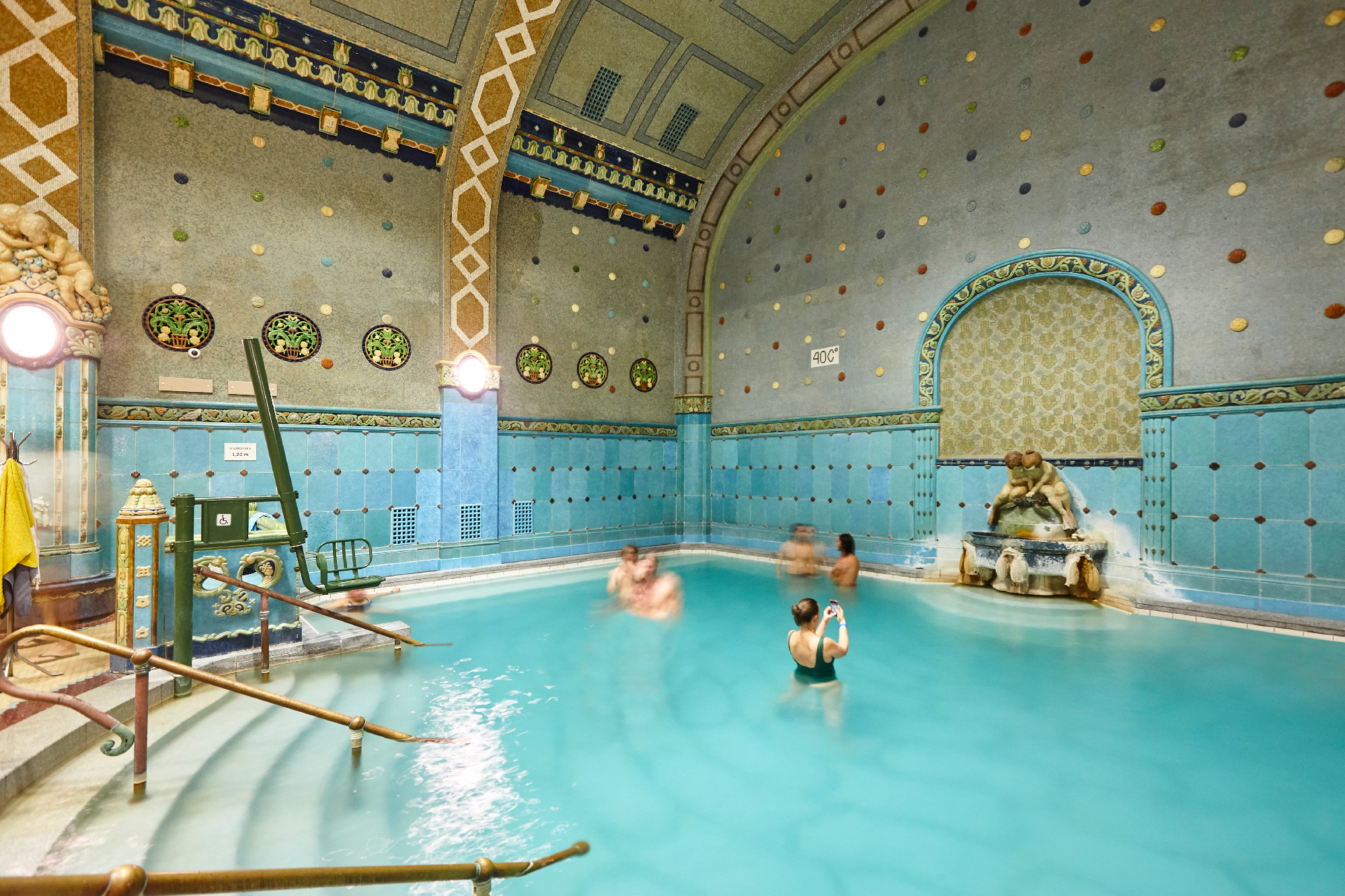 Famous Gellert thermal bath spa with pool in Budapest. Hungary
