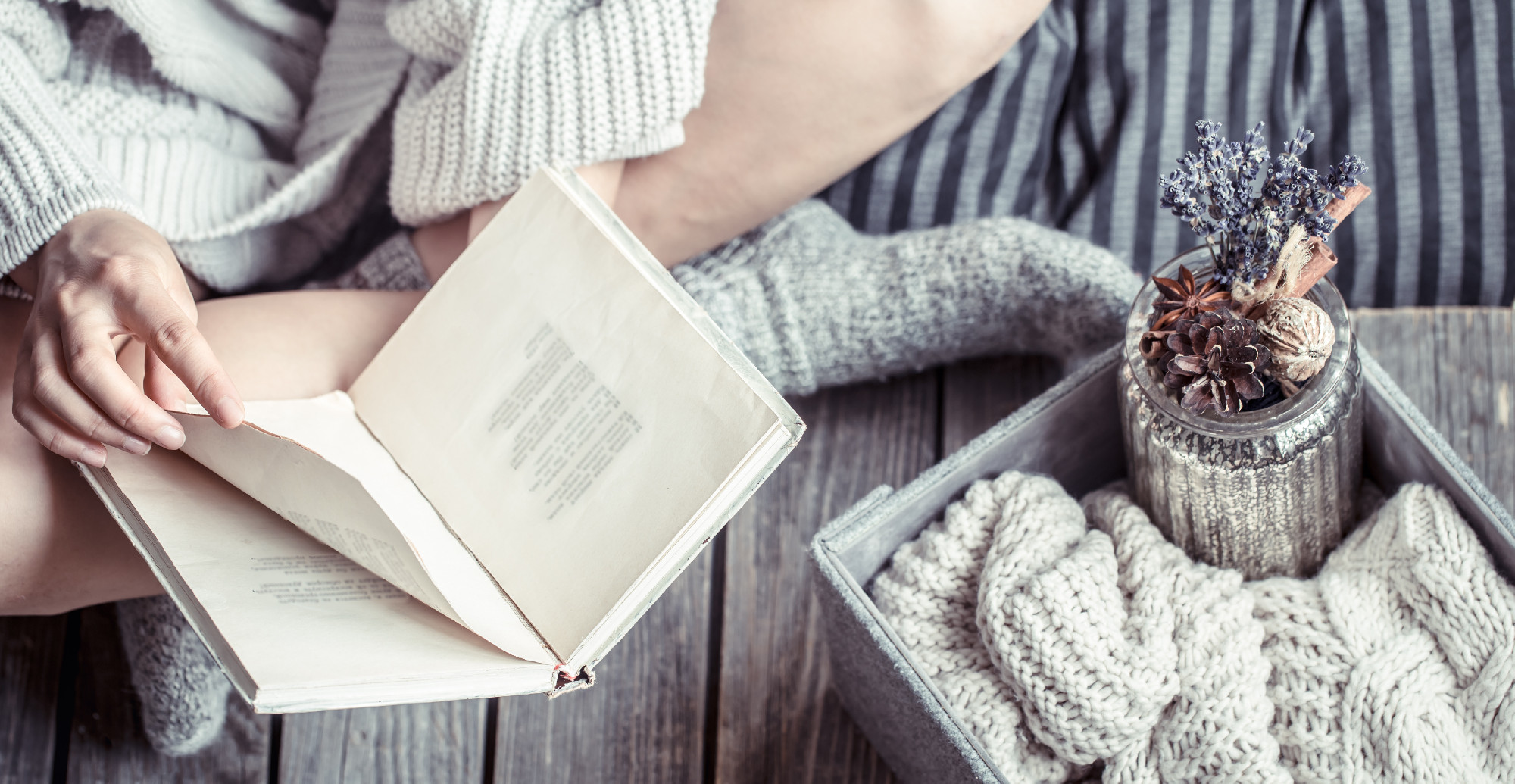 Girl at home reading a book