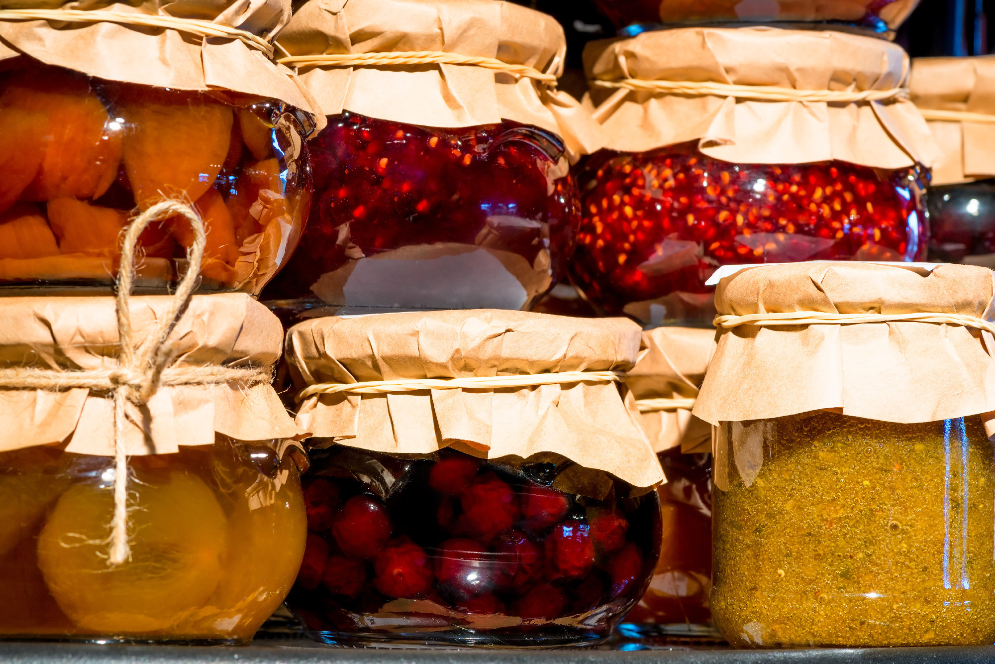 reserves jam from fresh berries on the shelf