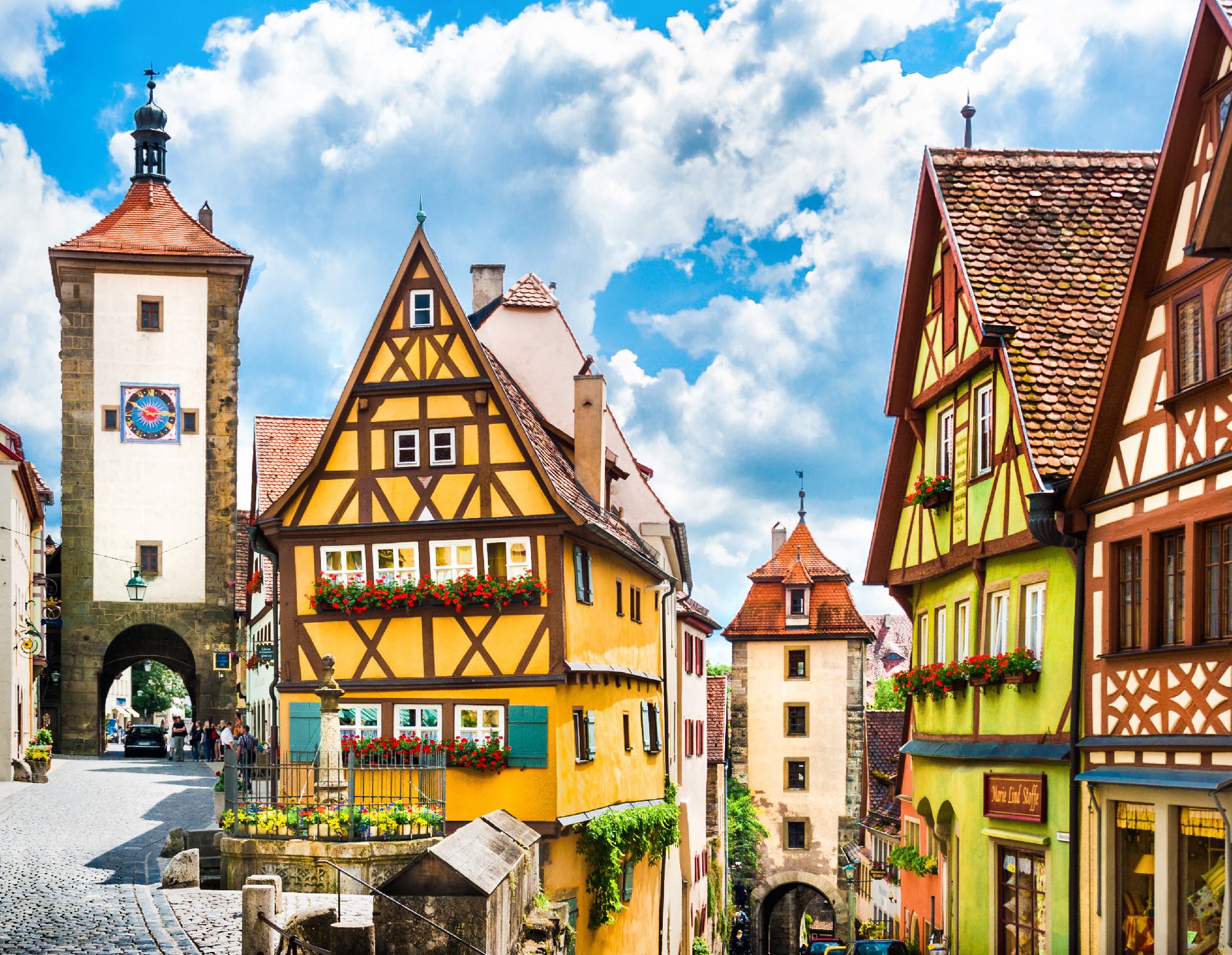 Beautiful view of the historic town of Rothenburg ob der Tauber,
