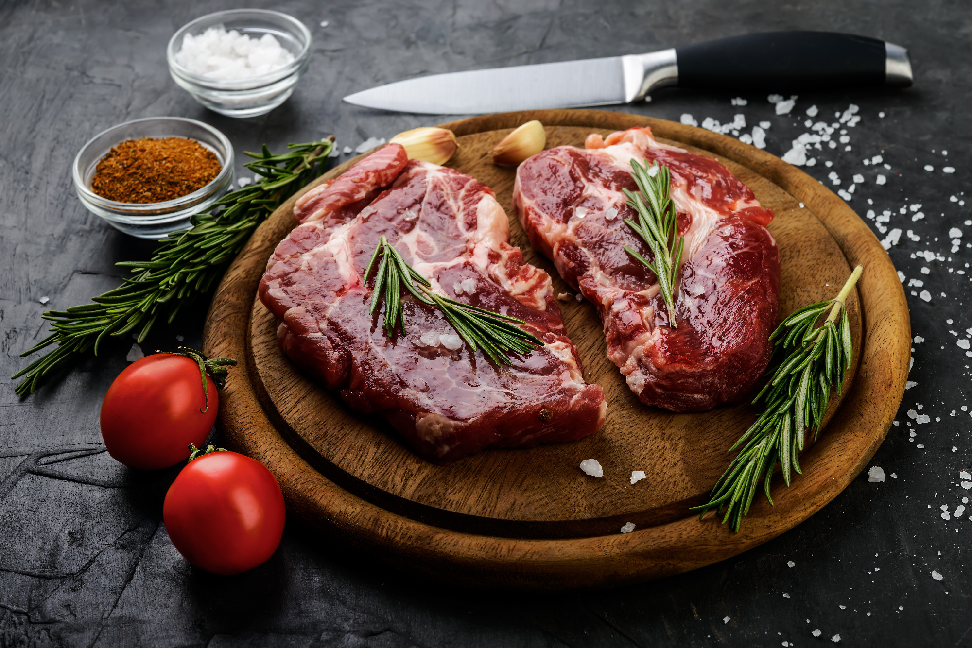 Raw meat with spices