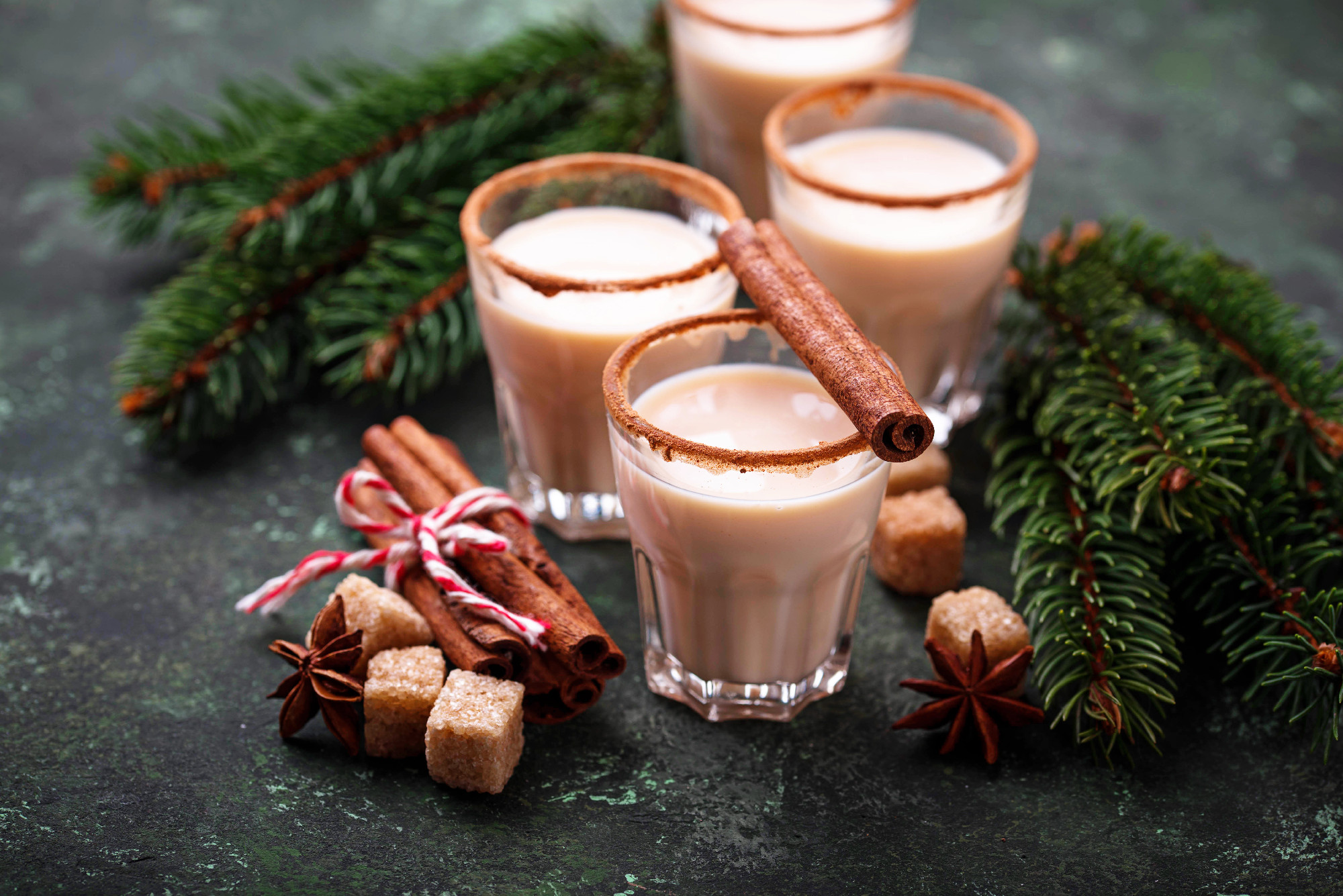 Christmas cocktail eggnog with cinnamon