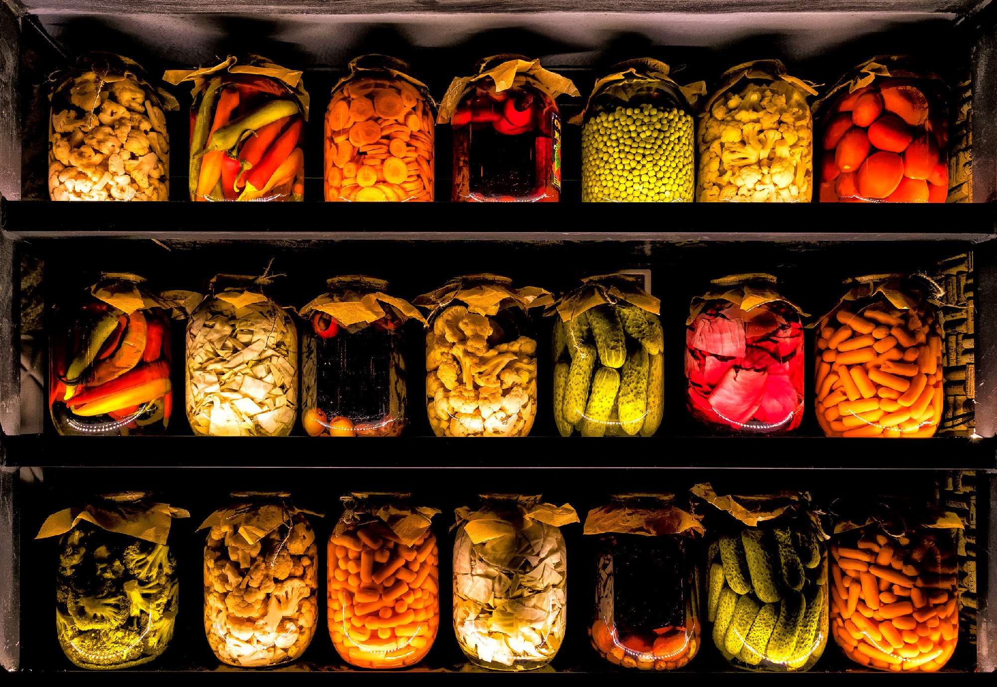 Pickles in banks for the winter.