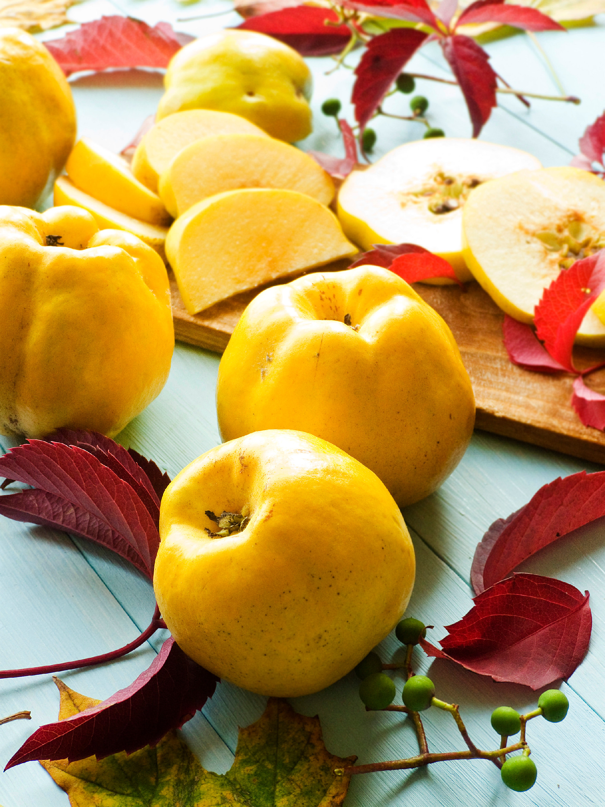 Quince on wood