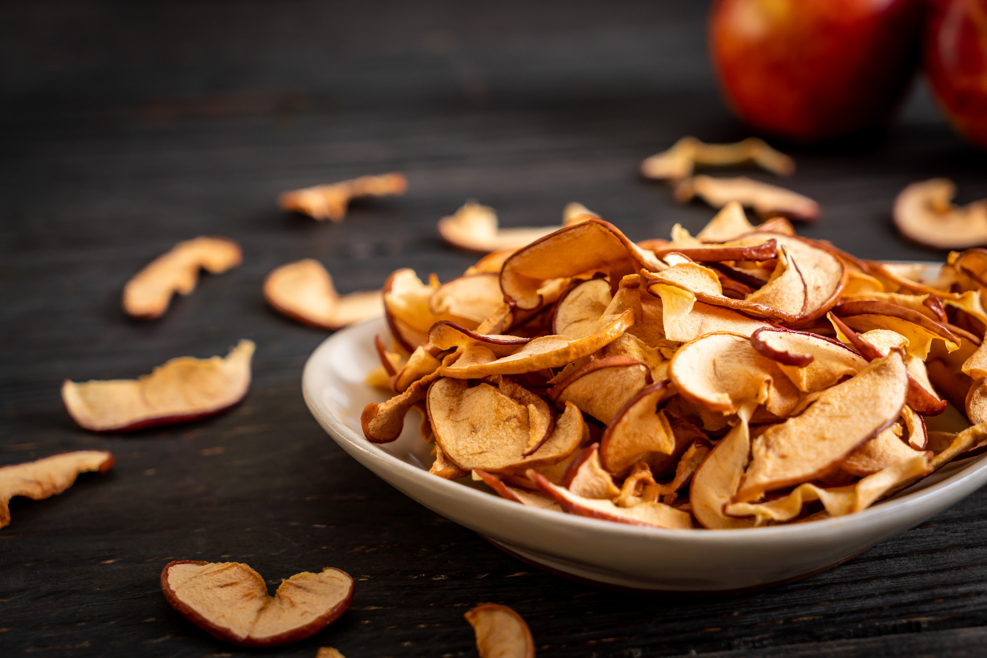 Homemade dried organic apple sliced