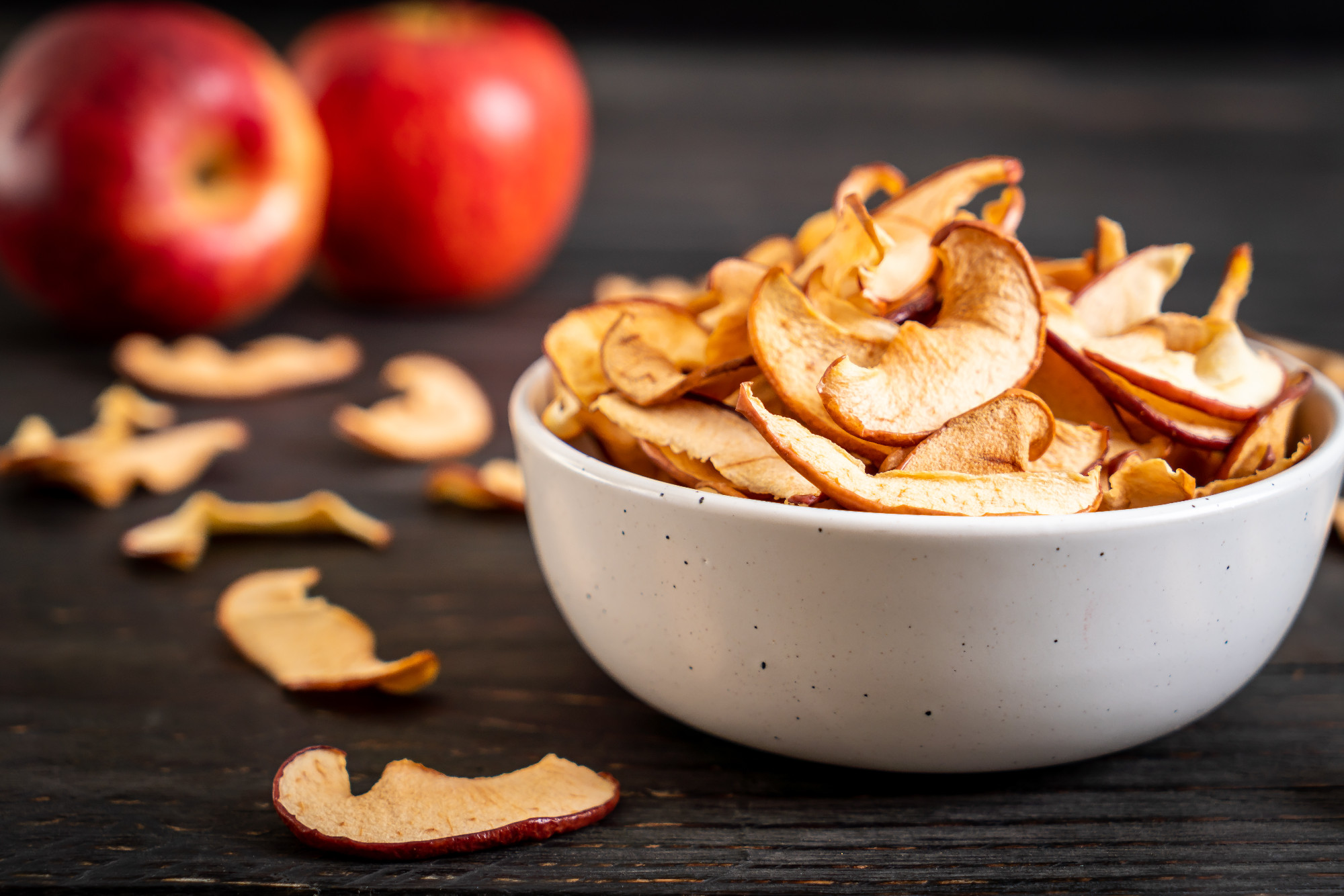 Homemade dried organic apple sliced