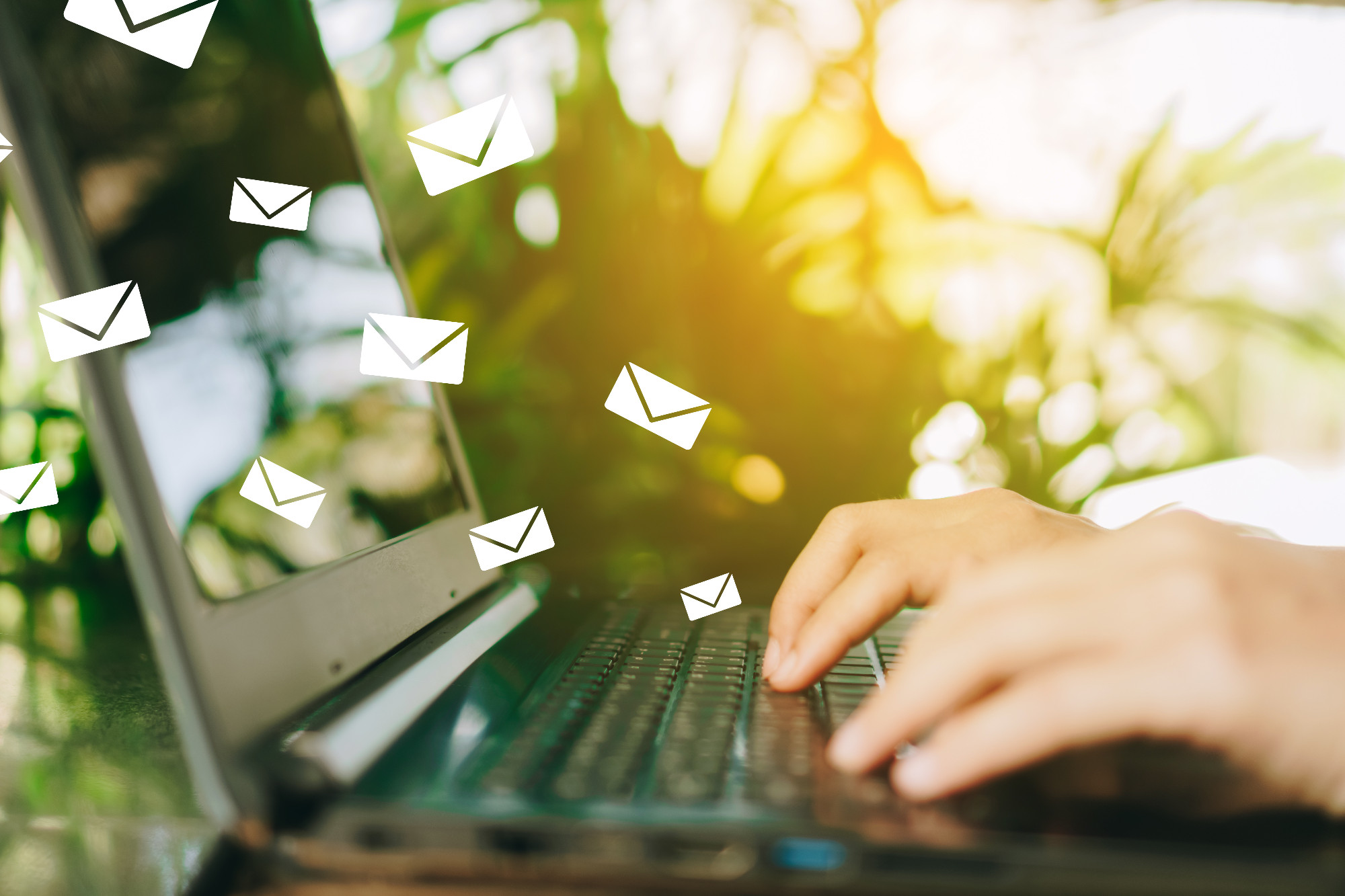 Woman hand using smartphone to send and recieve email for business.