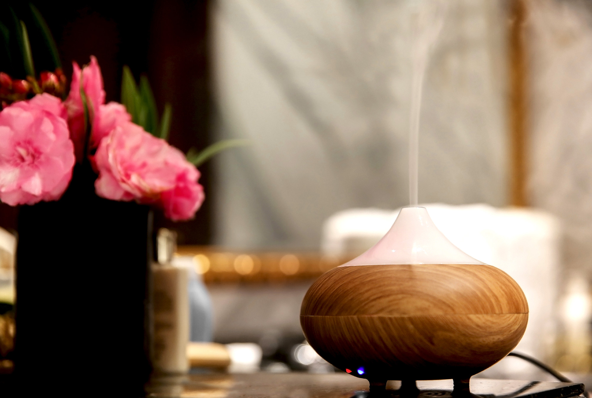 Aroma oil diffuser in bathroom
