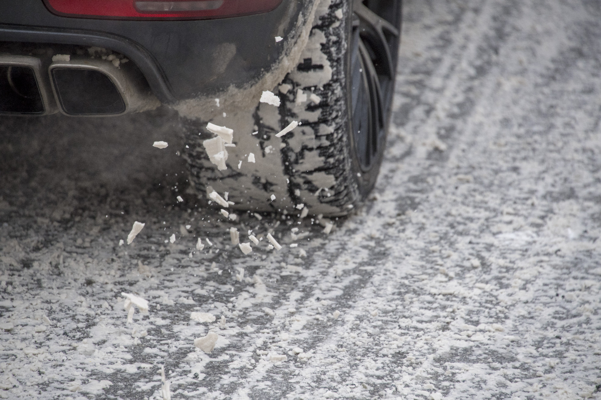 winter snow tire of car detail