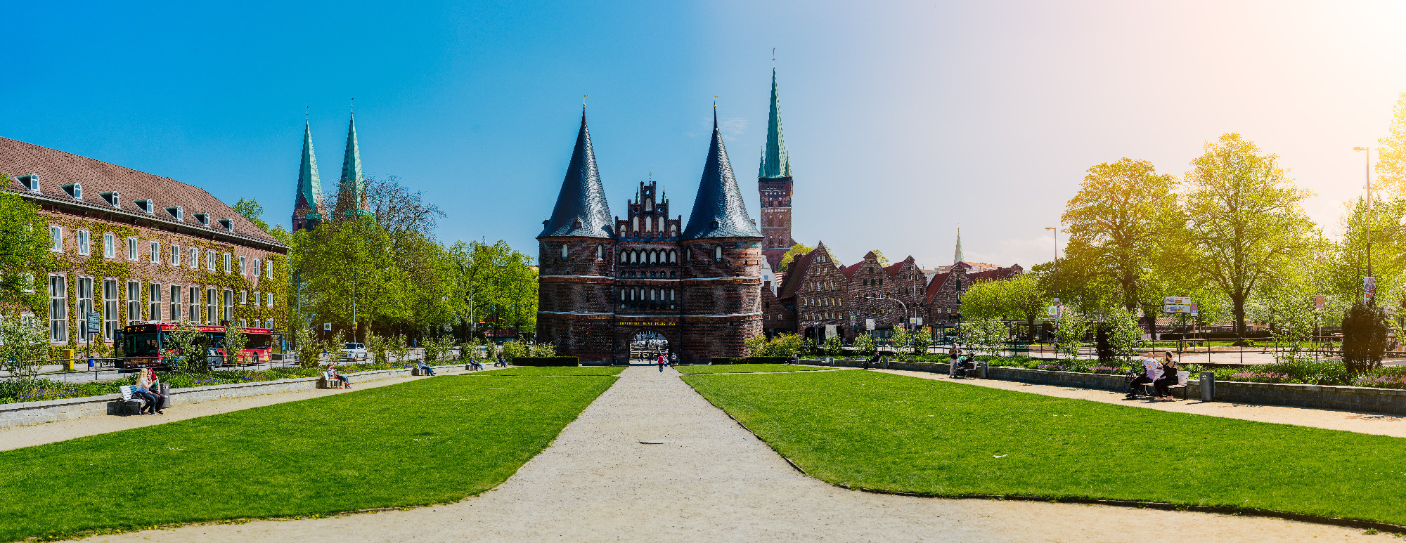LUEBECK, GERMANY - April 29 2018: The Holsten Gate in Luebeck