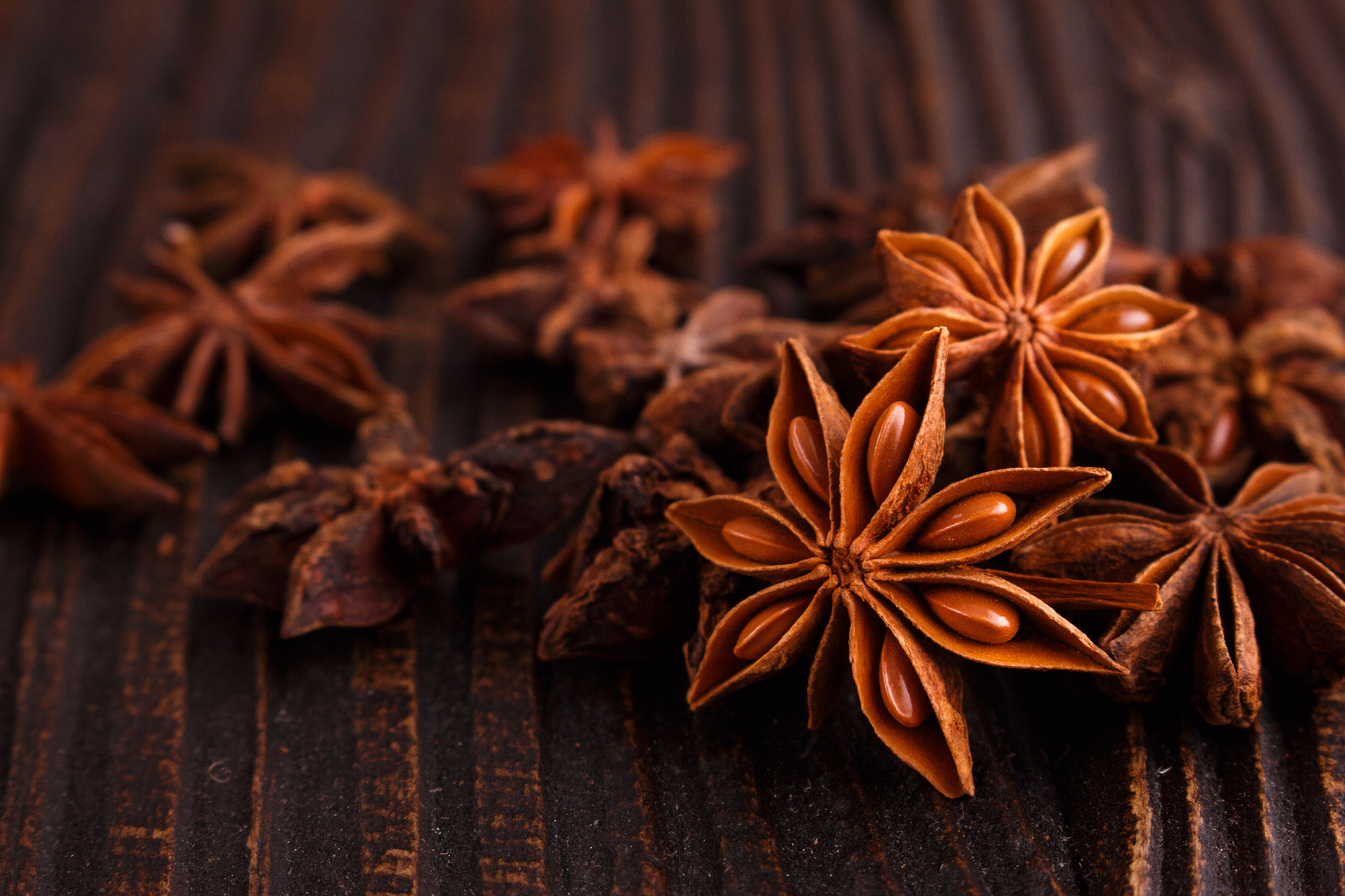 anise stars on a dark rustic background