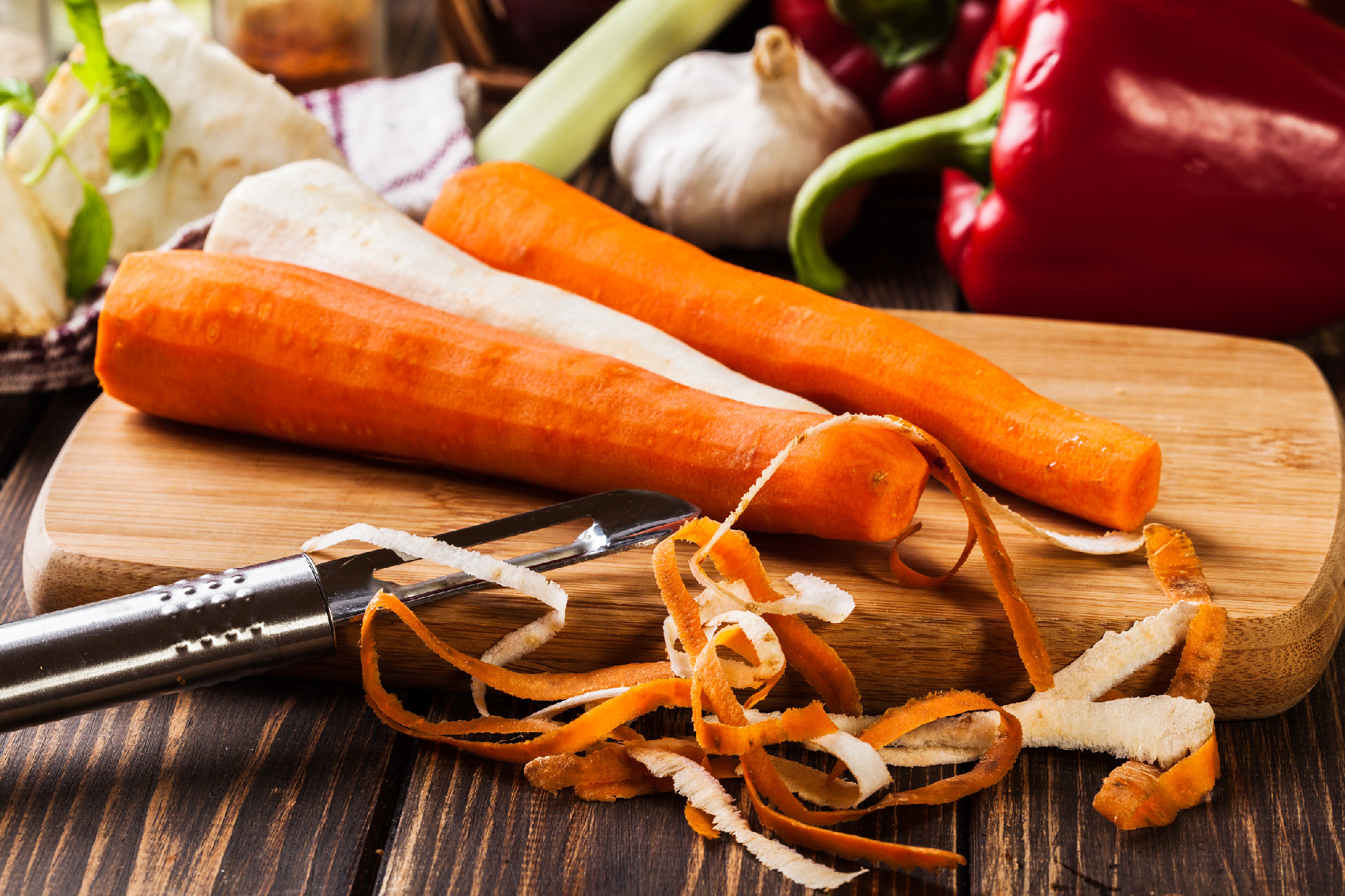 Fresh vegetables: carrots and parsley
