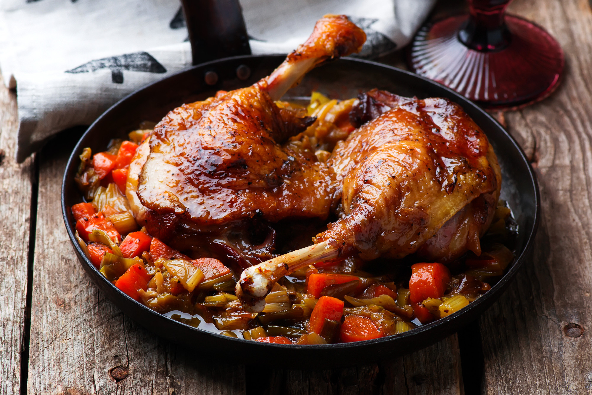 Braised Duck Legs with vegetables.