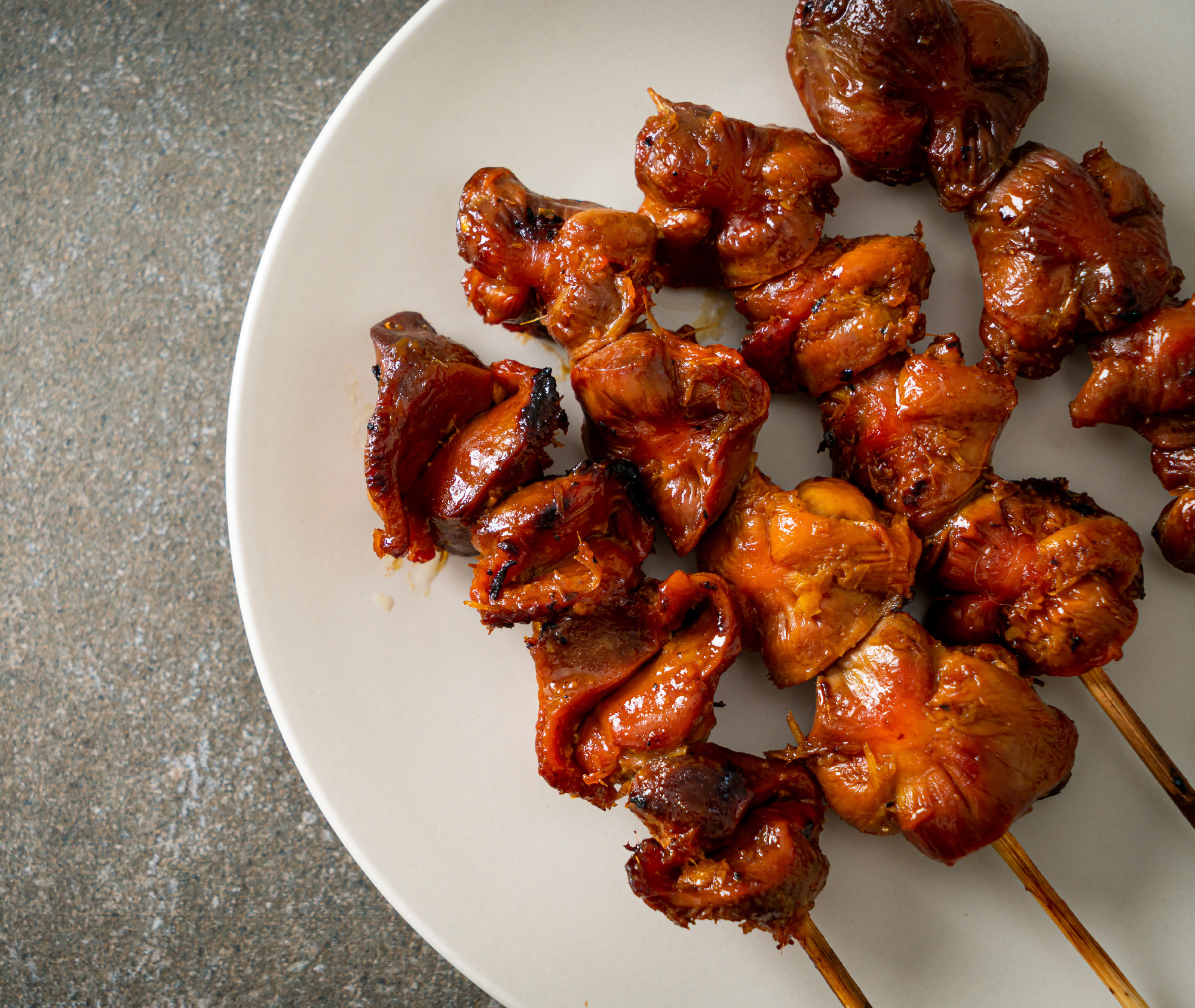 grilled chicken gizzard skewer yakitori serve in izakaya style 