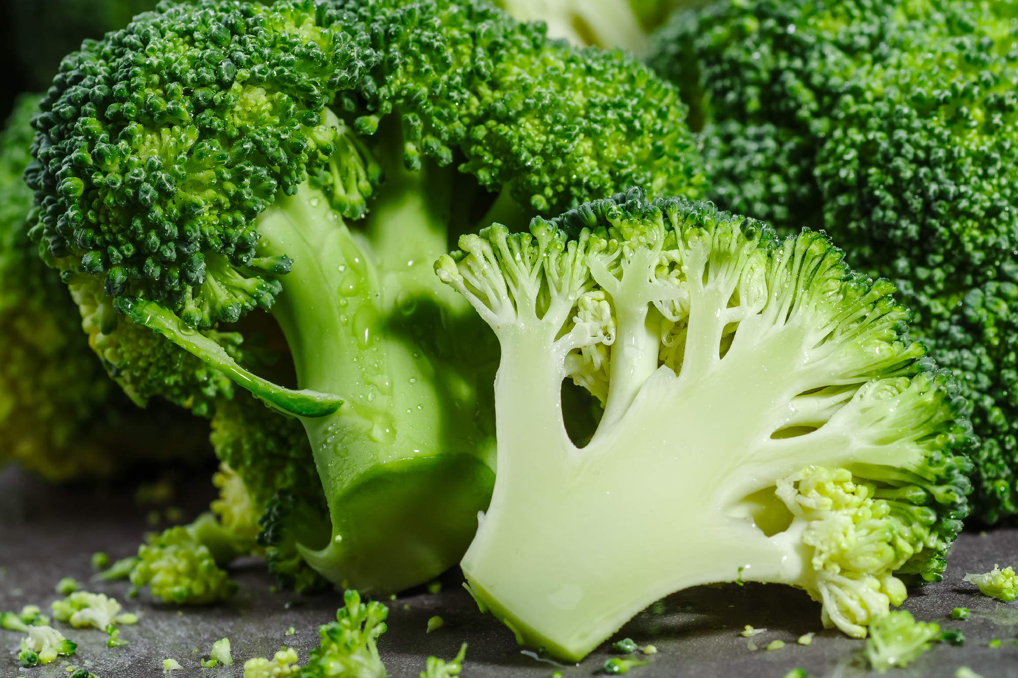 Macro photo green fresh vegetable broccoli. Fresh green broccoli