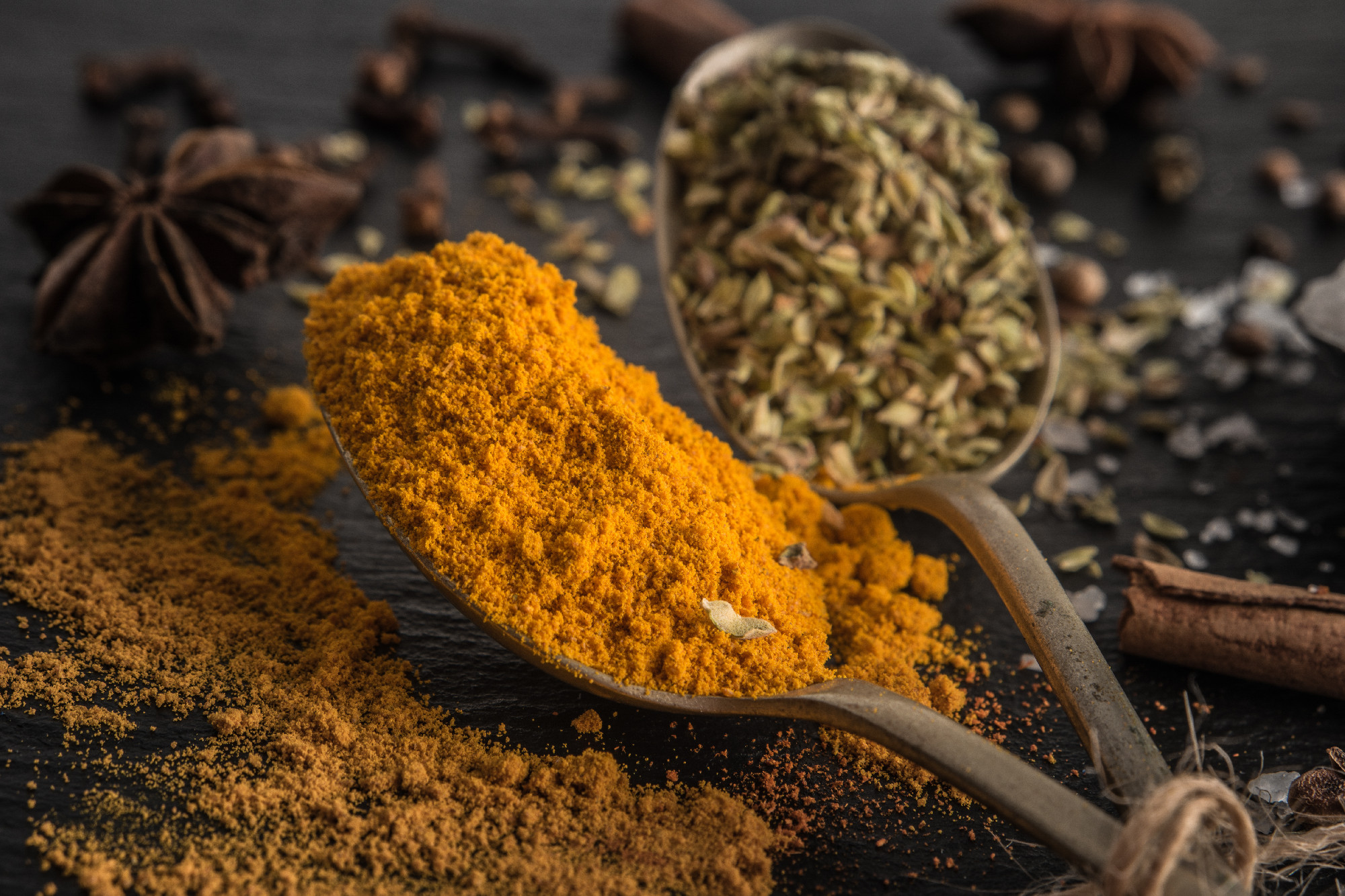 Various spices spoons
