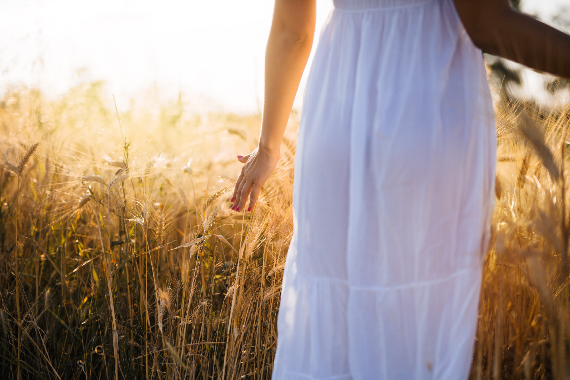 Beautiful woman in barley field