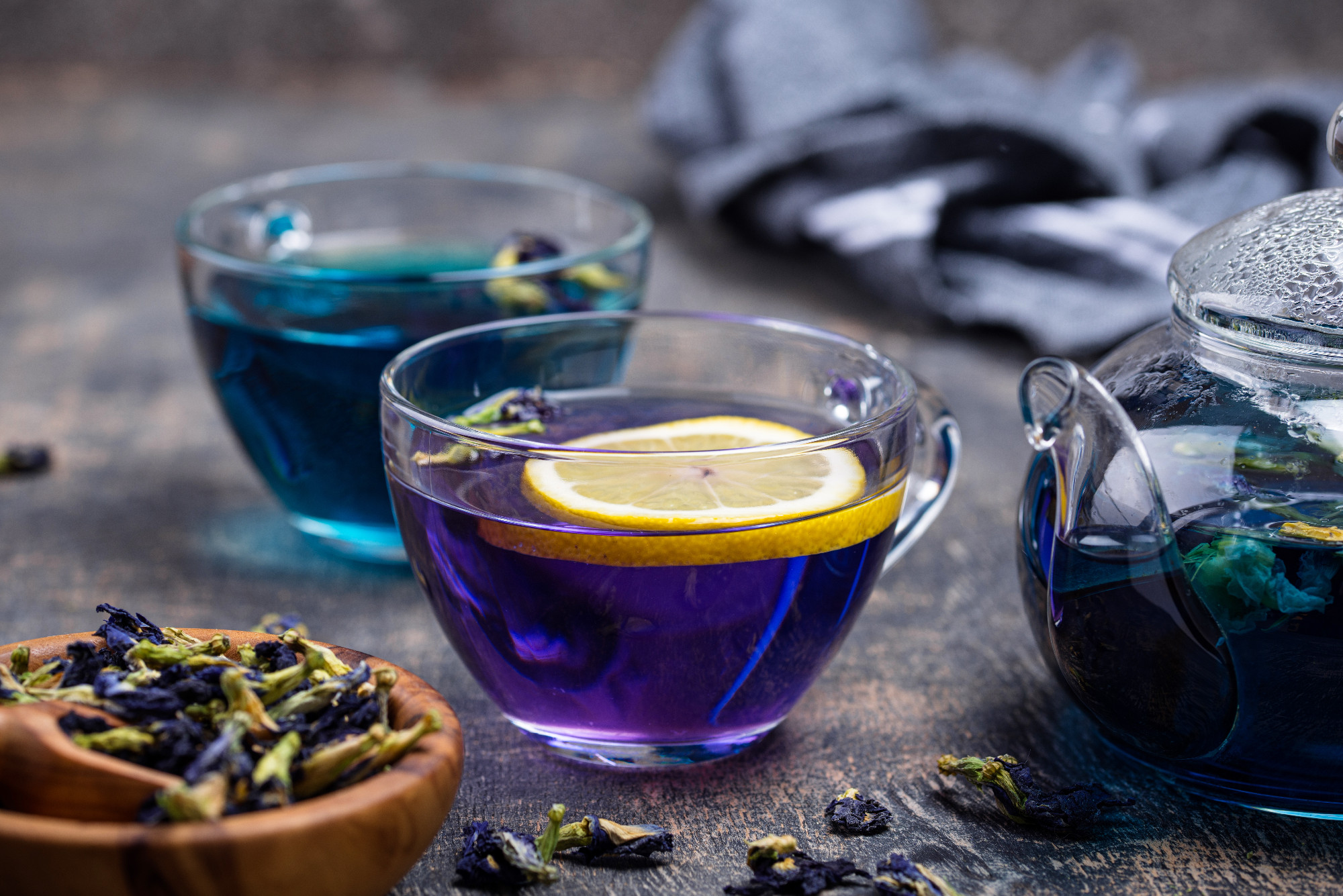 Blue and purple tea Butterfly pea