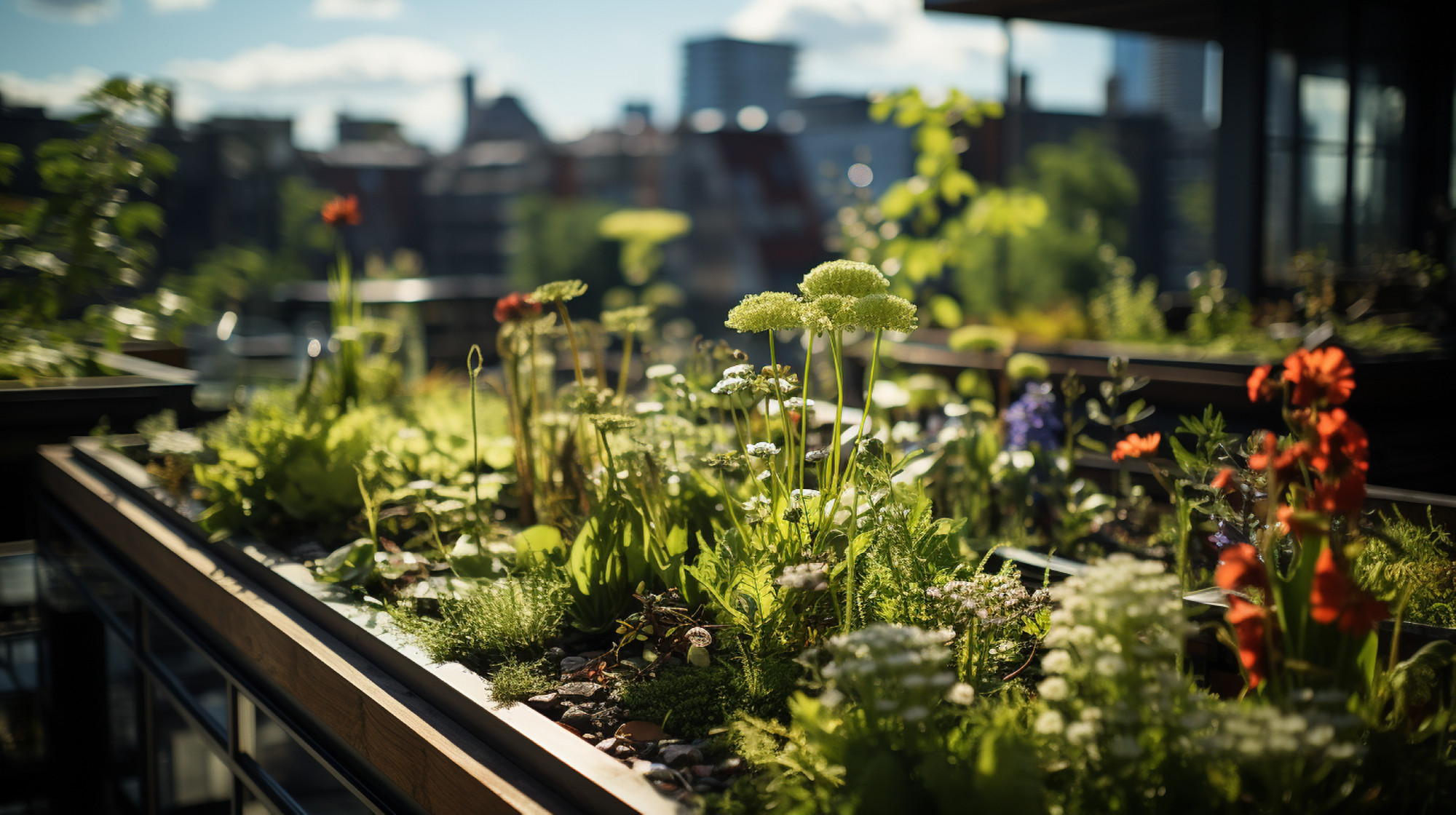 Green plants.