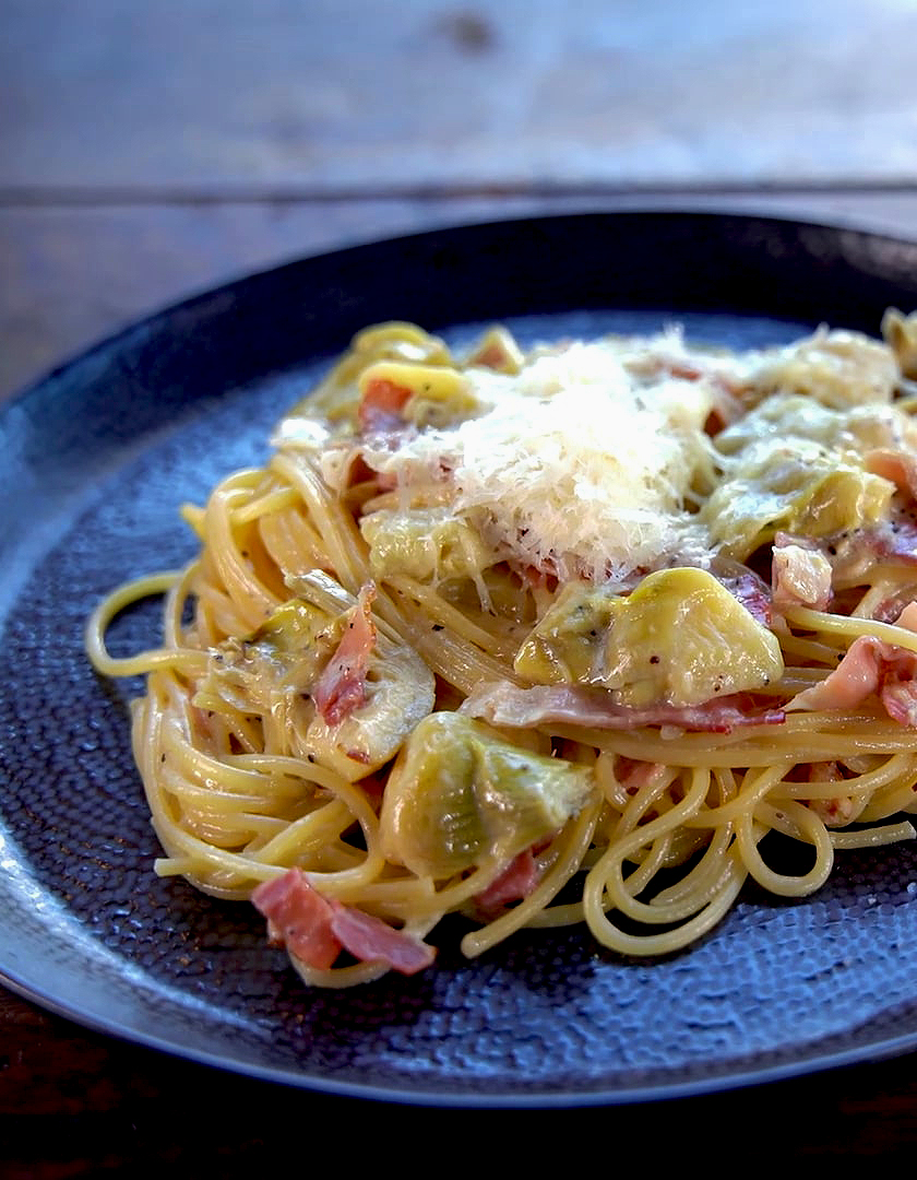 Tejszínes articsókás spagetti