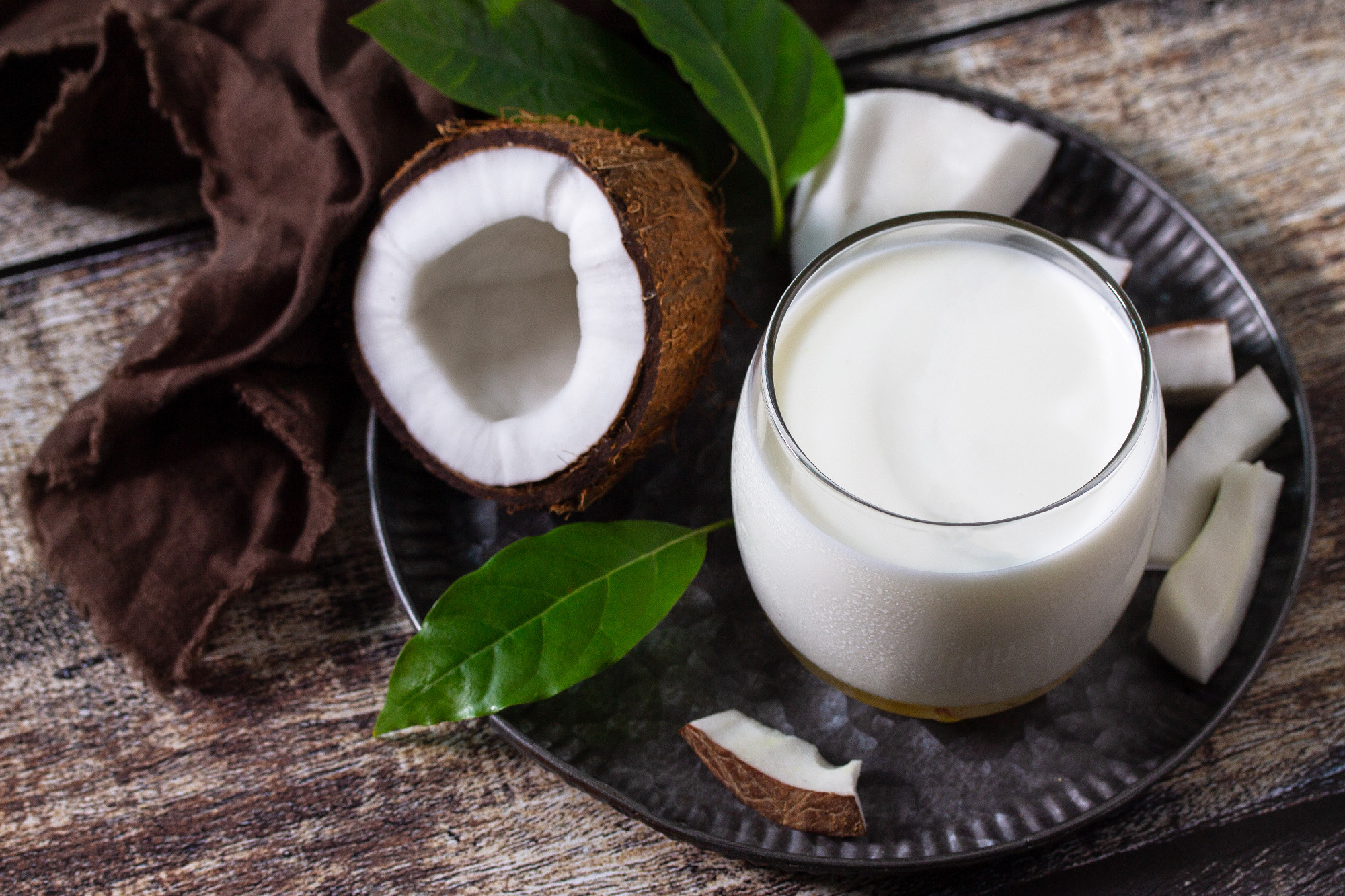 Diet and health nutrition concept. Vegan alternative nut milk fr