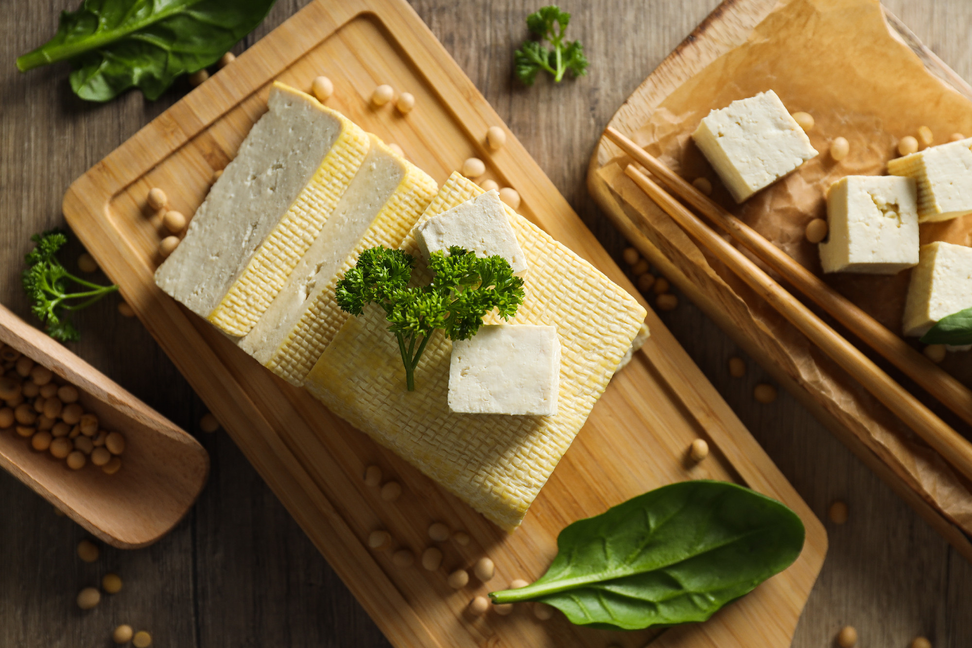 Traditional component of Asian cuisine - Tofu, bean curd