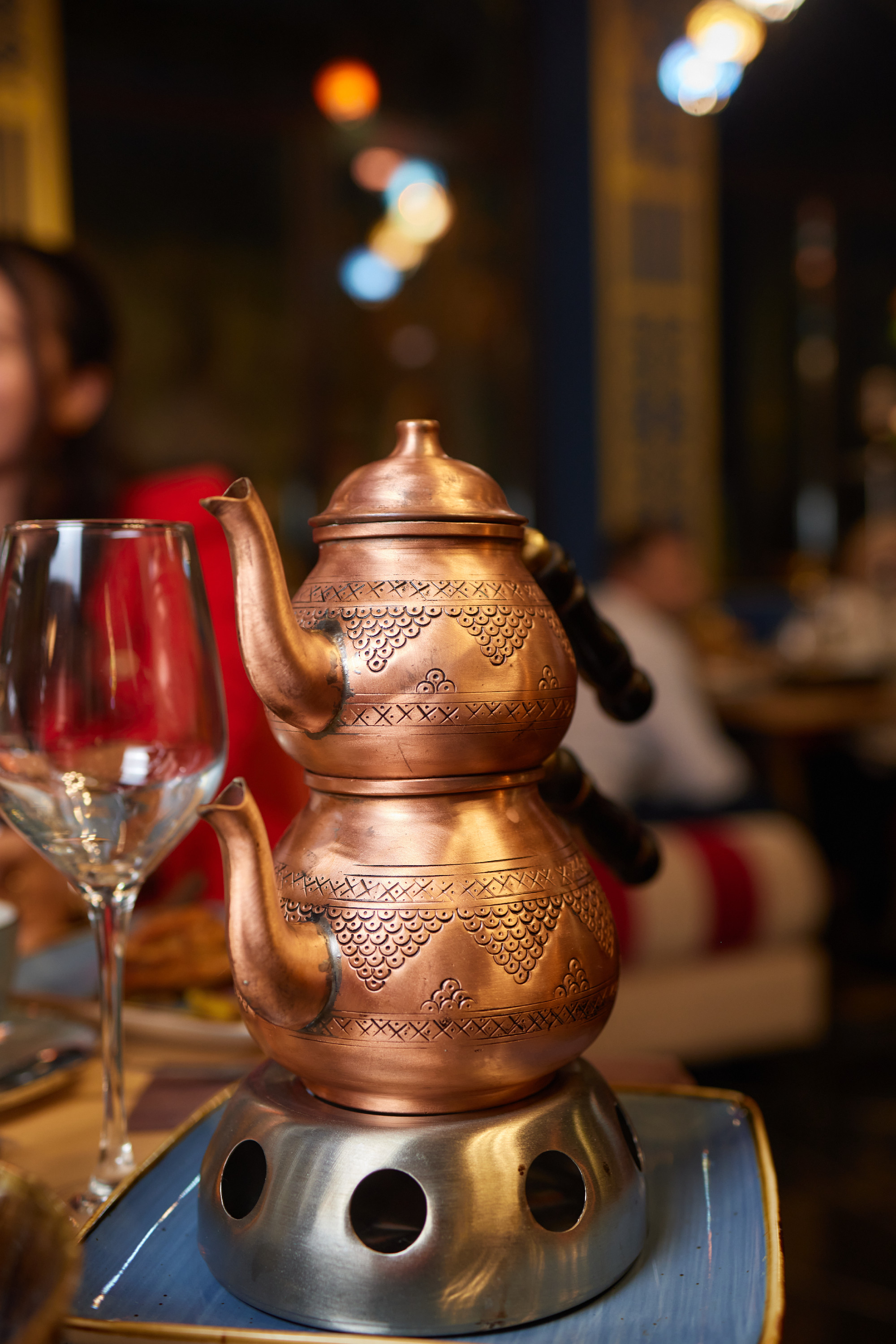 tea urn with glass of tea turkish style