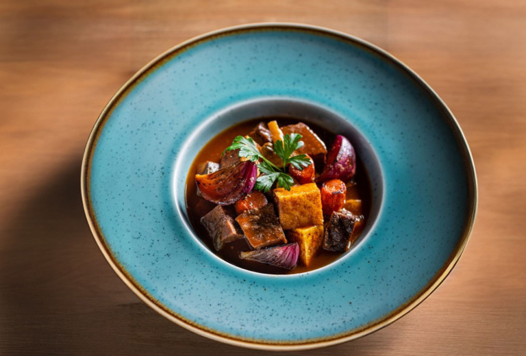 Vörösboros marhapofapörkölt polentával