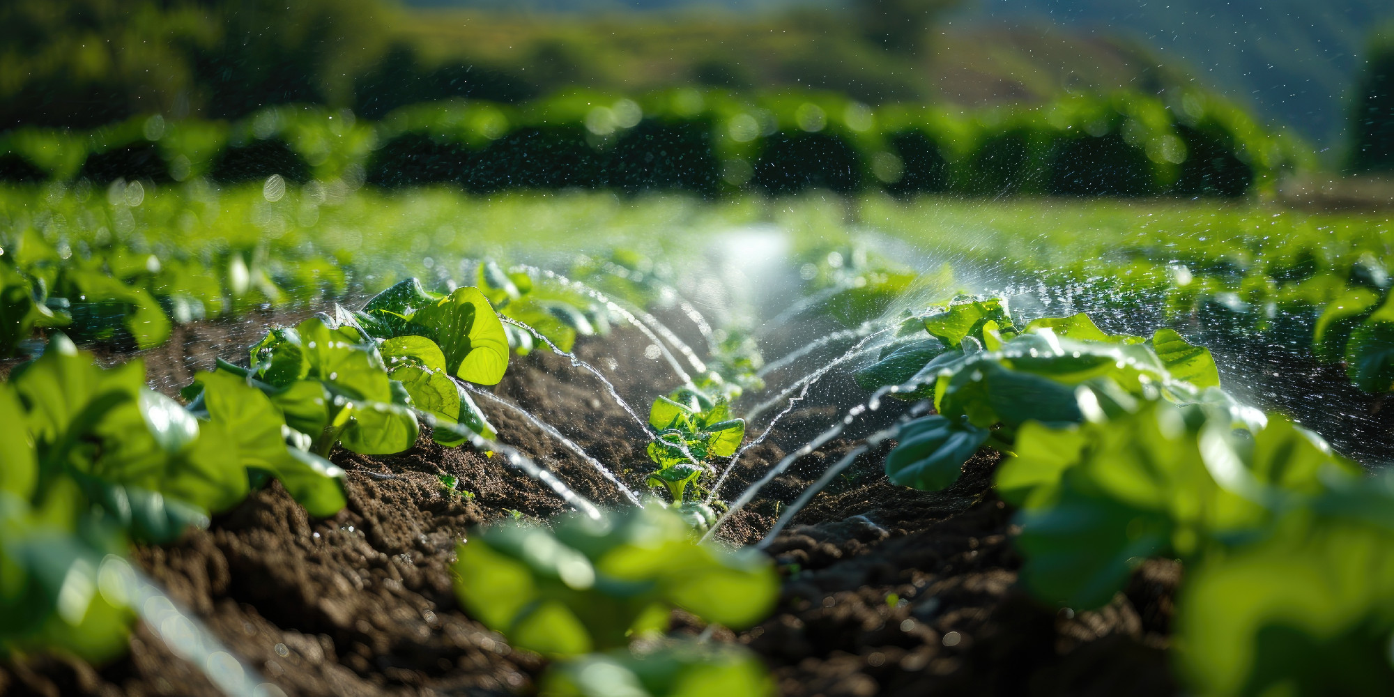 Lettuce in the field. Precision irrigation systems for efficient water use in agriculture.