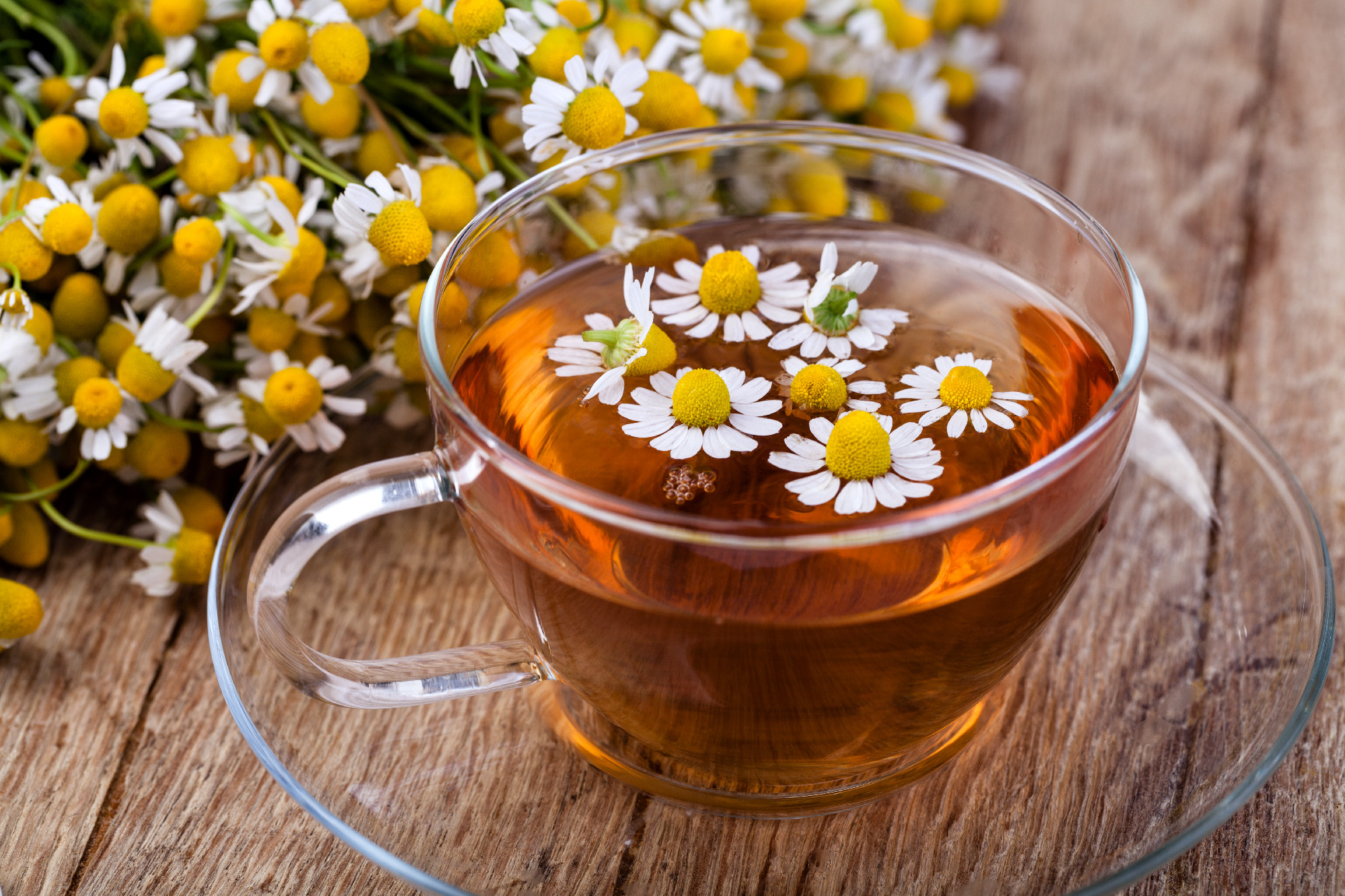 Cup of medicinal chamomile tea