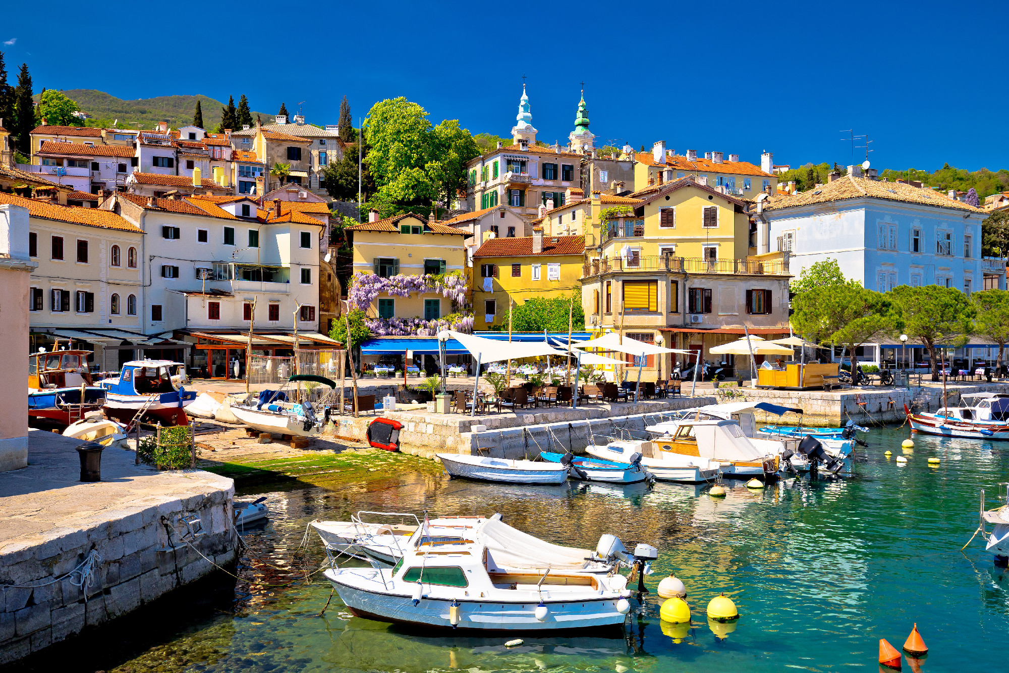 Idyllic mediterranean waterfront in Volosko village
