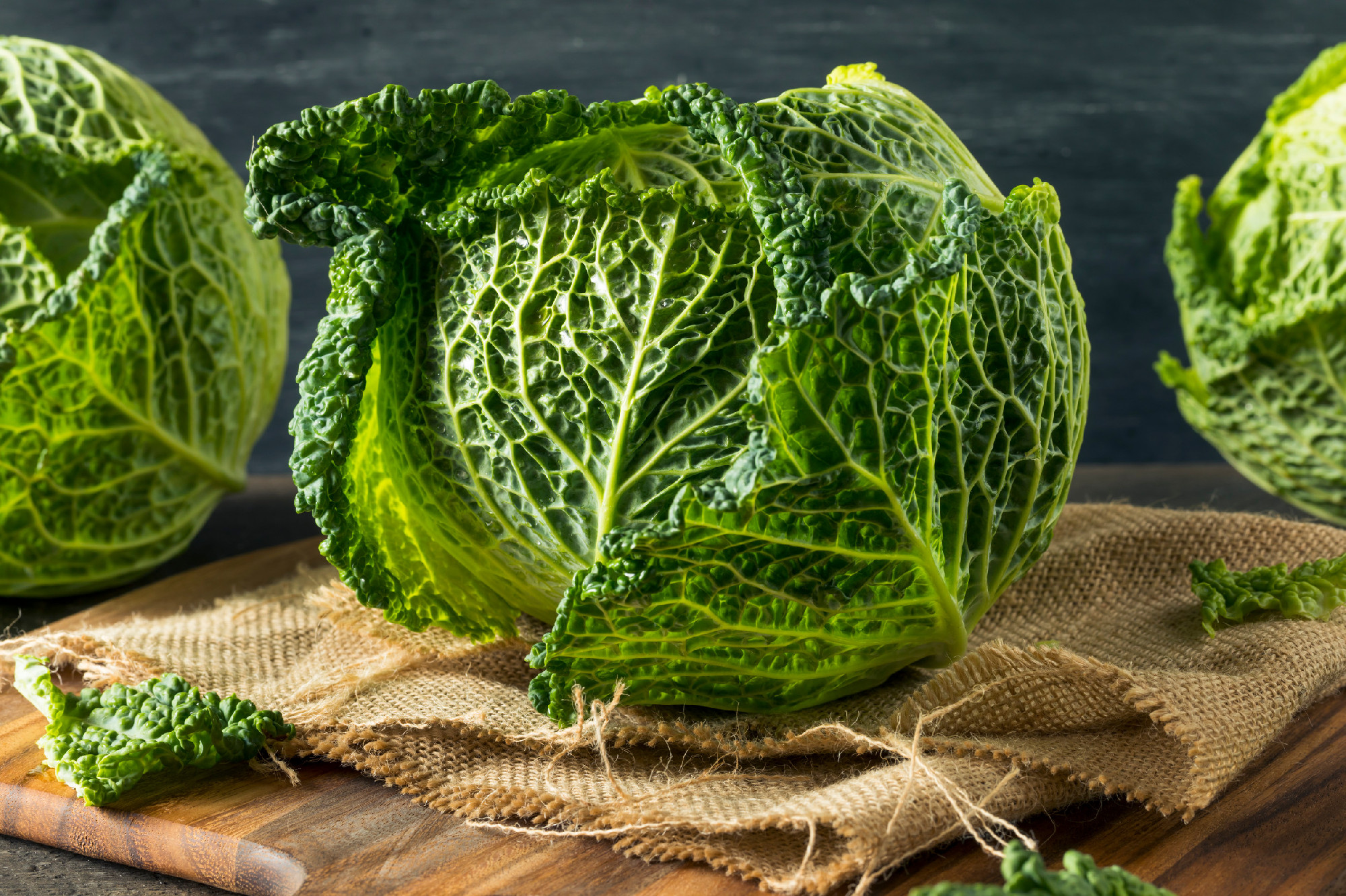 Raw Organic Savoy Cabbage Head