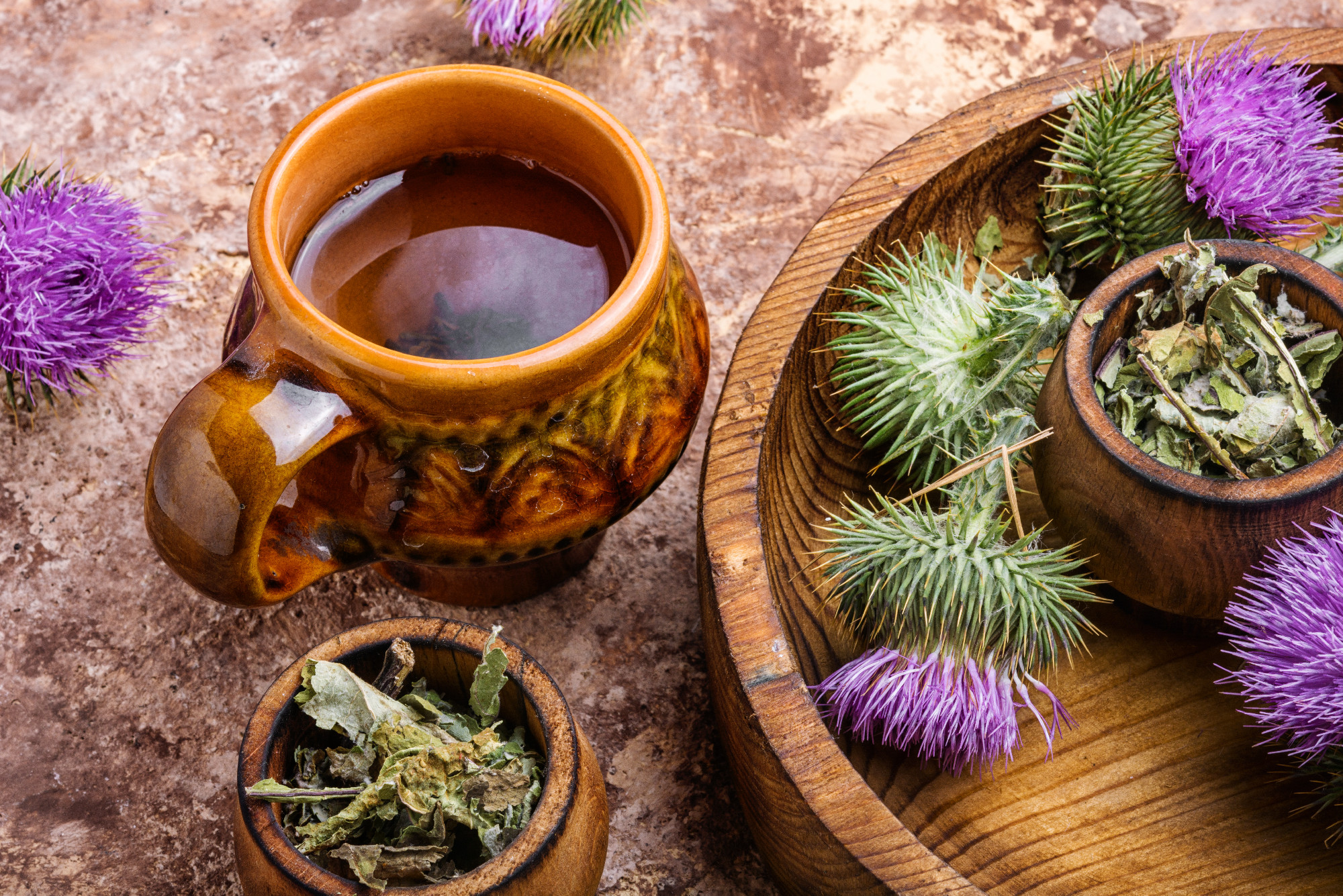 Milk thistle with flowers