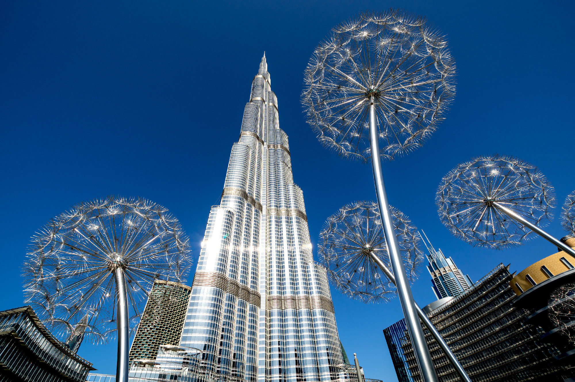 View of Burj Khalifa in the center of Dubai