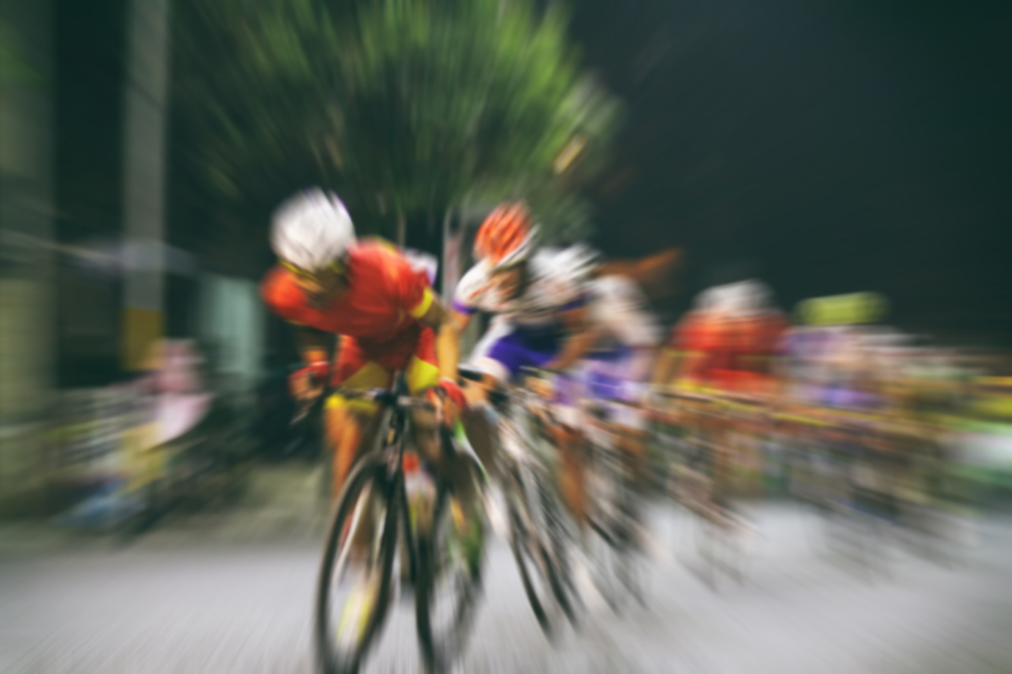 Motion blur of Asian Cycling Championship during the race for ba