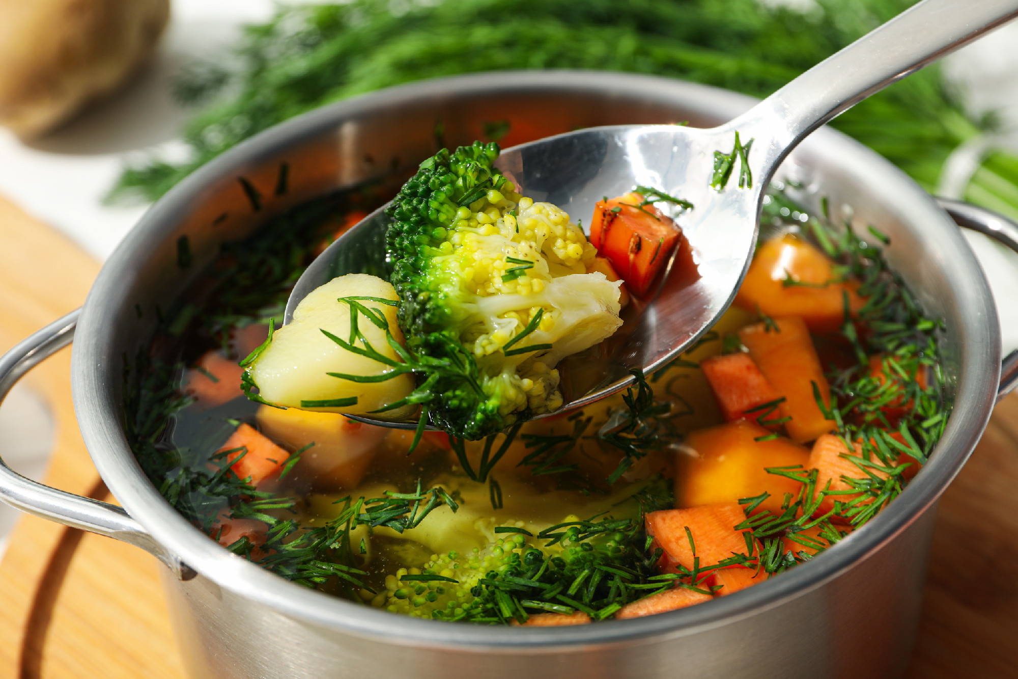 Vegetable soup, healthy nutrition and healthy lifestyle, homemad
