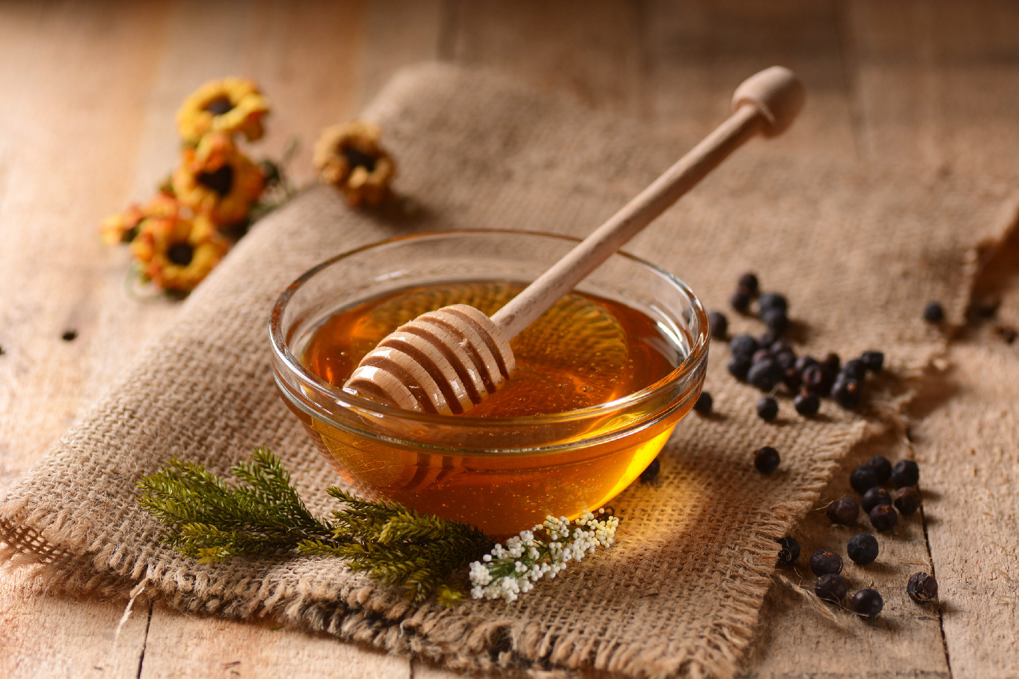 organic honey in the bowl