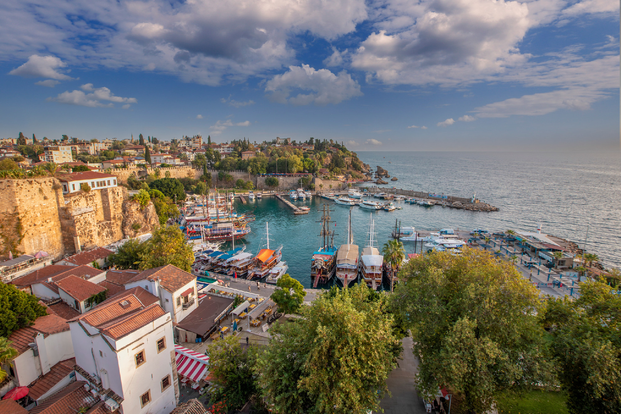View of Old Antalya Marina in Kaleici. The Kaleici area is the h