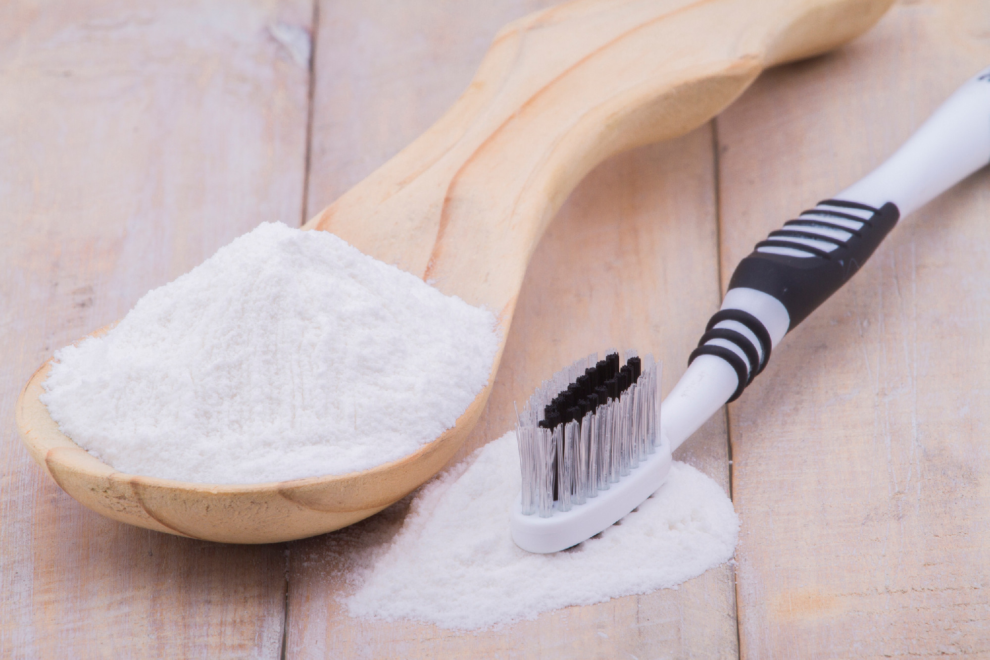 baking soda in and brush on the table