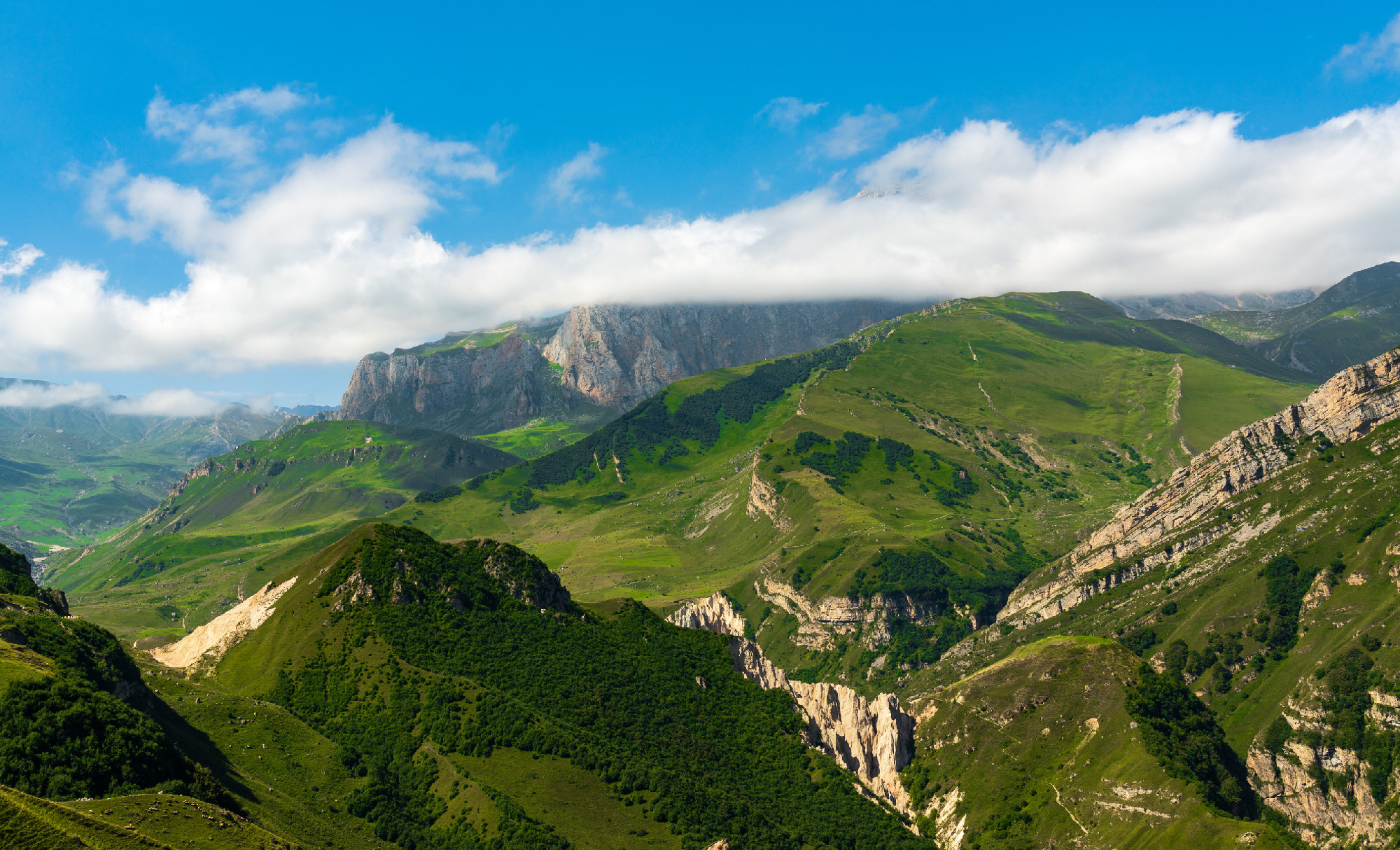 Green Caucasus Mountains in northern Azerbaijan