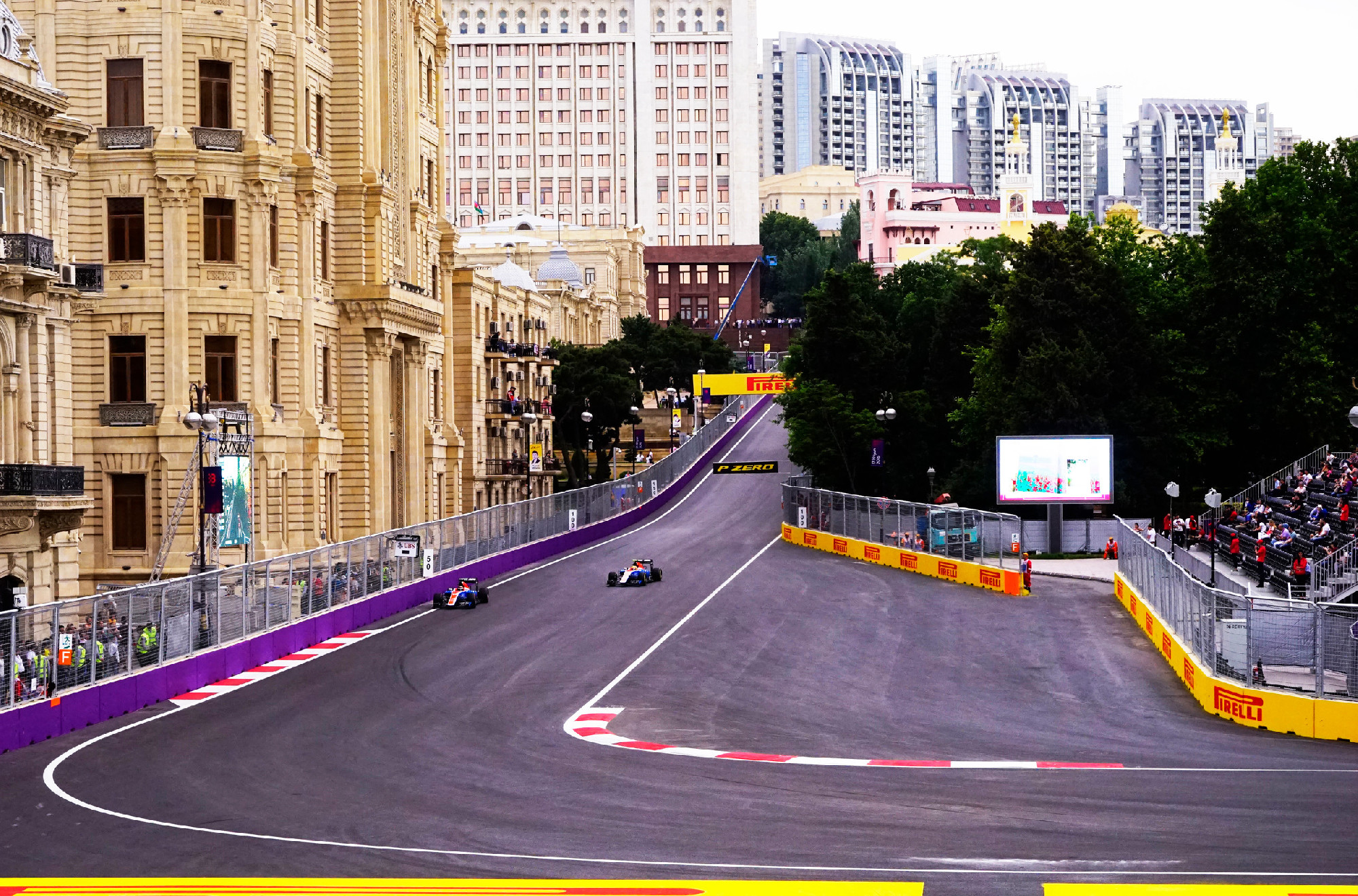 AZERBAYJAN, BAKU -17 JUNE, 2016 : FORMULA 1, GRAND PRIX OF EUROPE race car racing at high speed on speed track