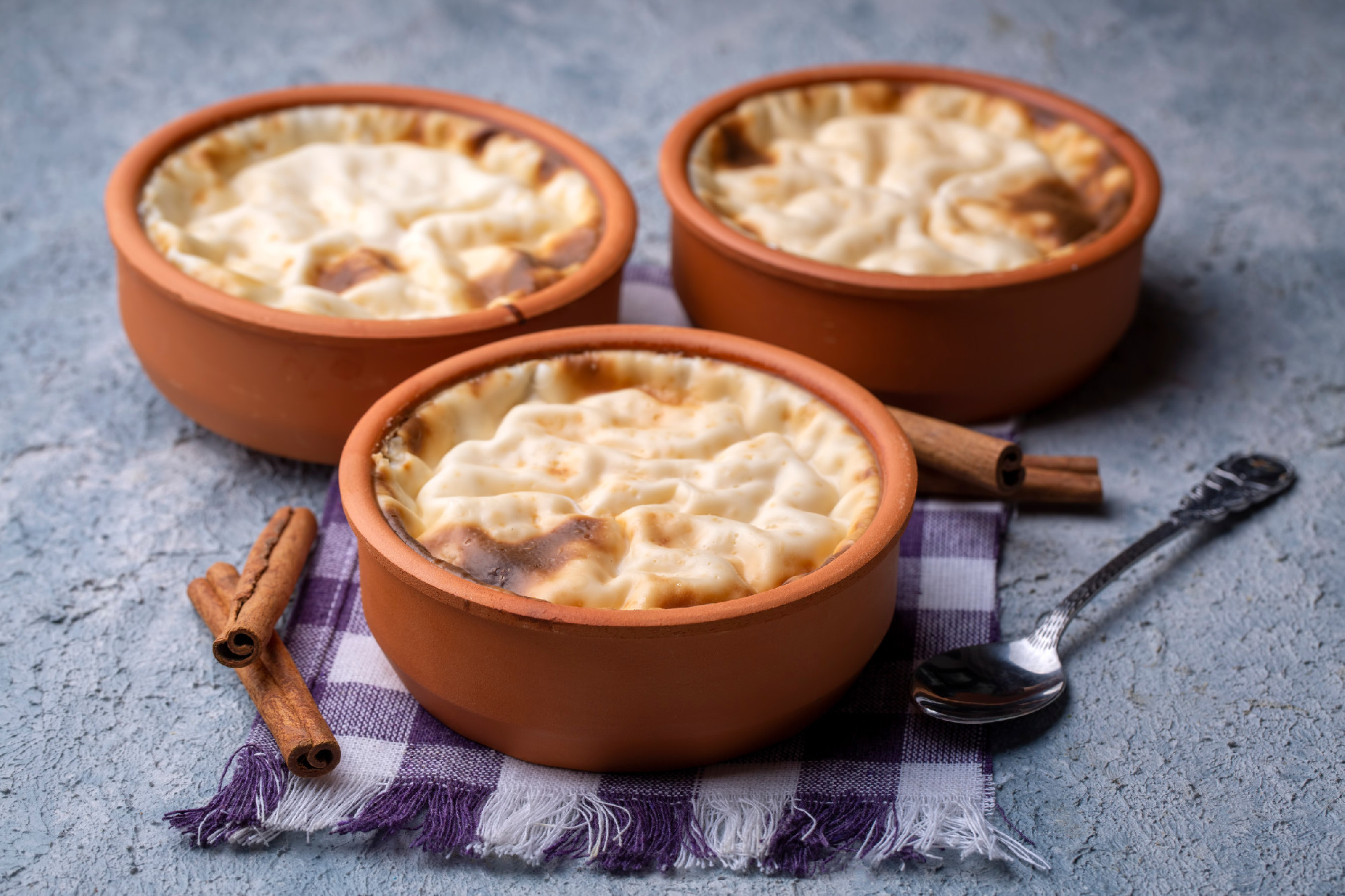Baked rice pudding turkish milky dessert sutlac (Turkish name; f