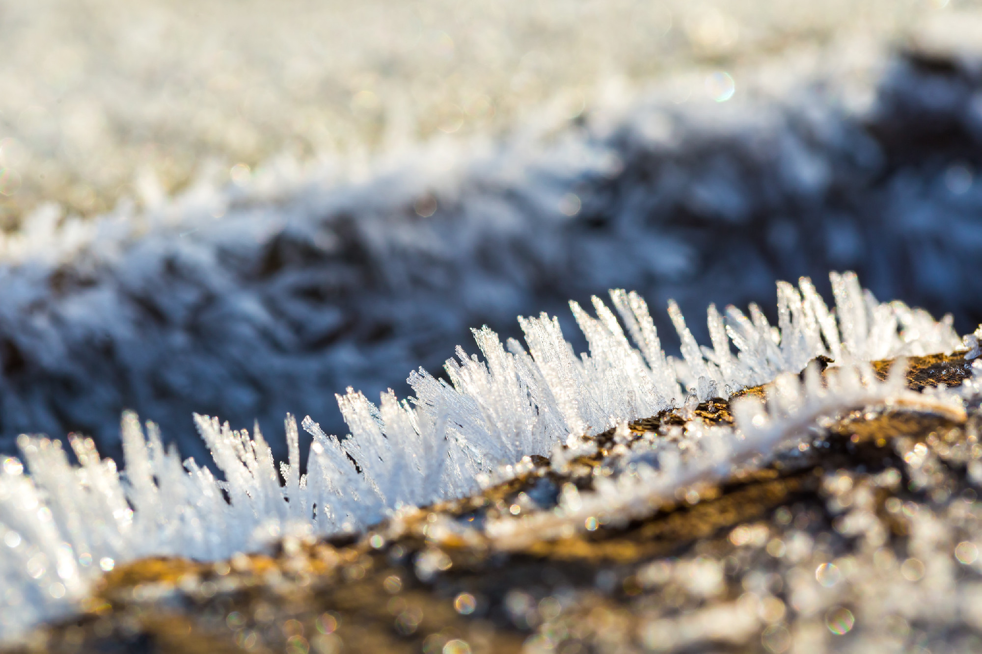 Big close up of snow or ice crystals