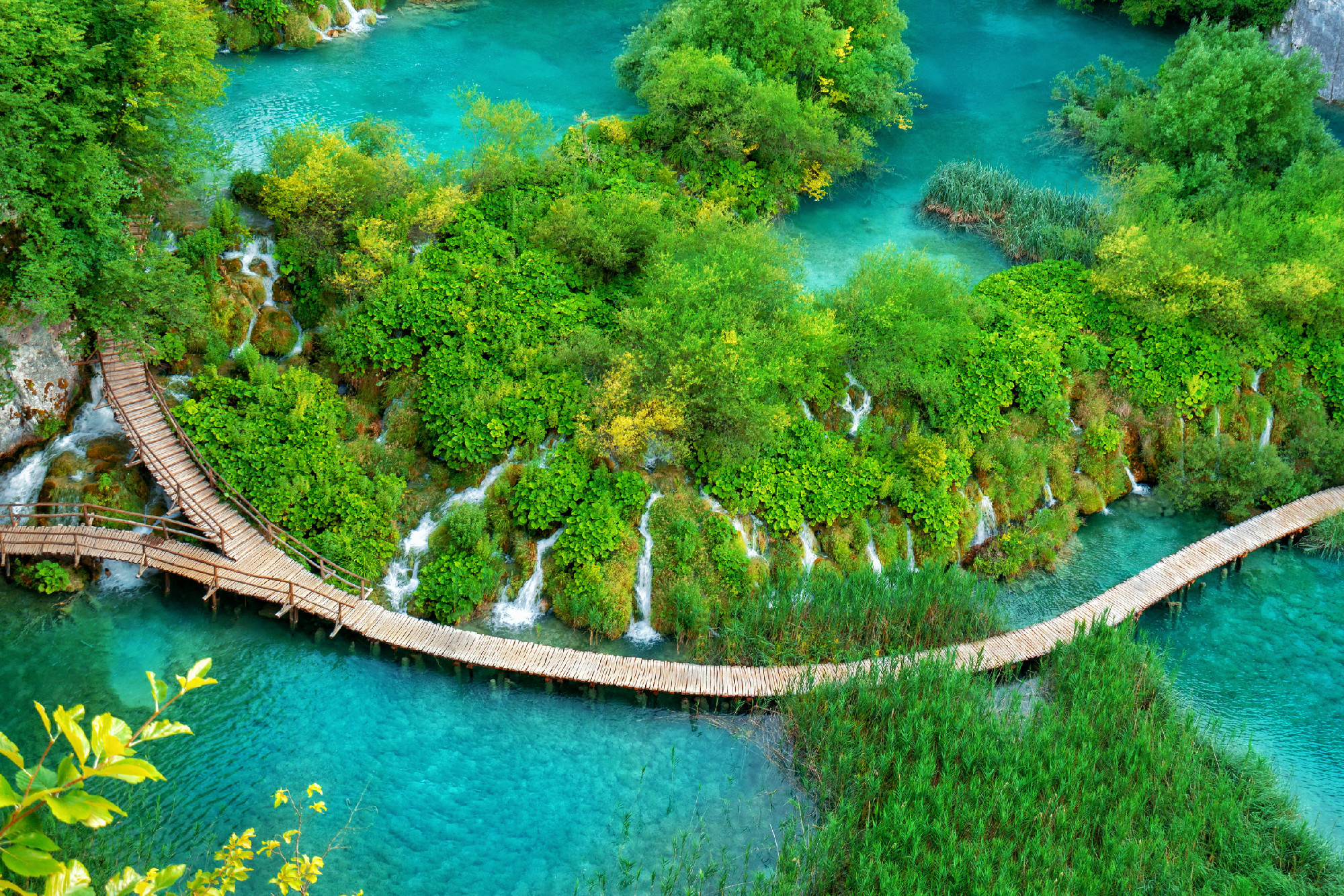Beautiful wooden path in Plitvice Lake, Croatia.