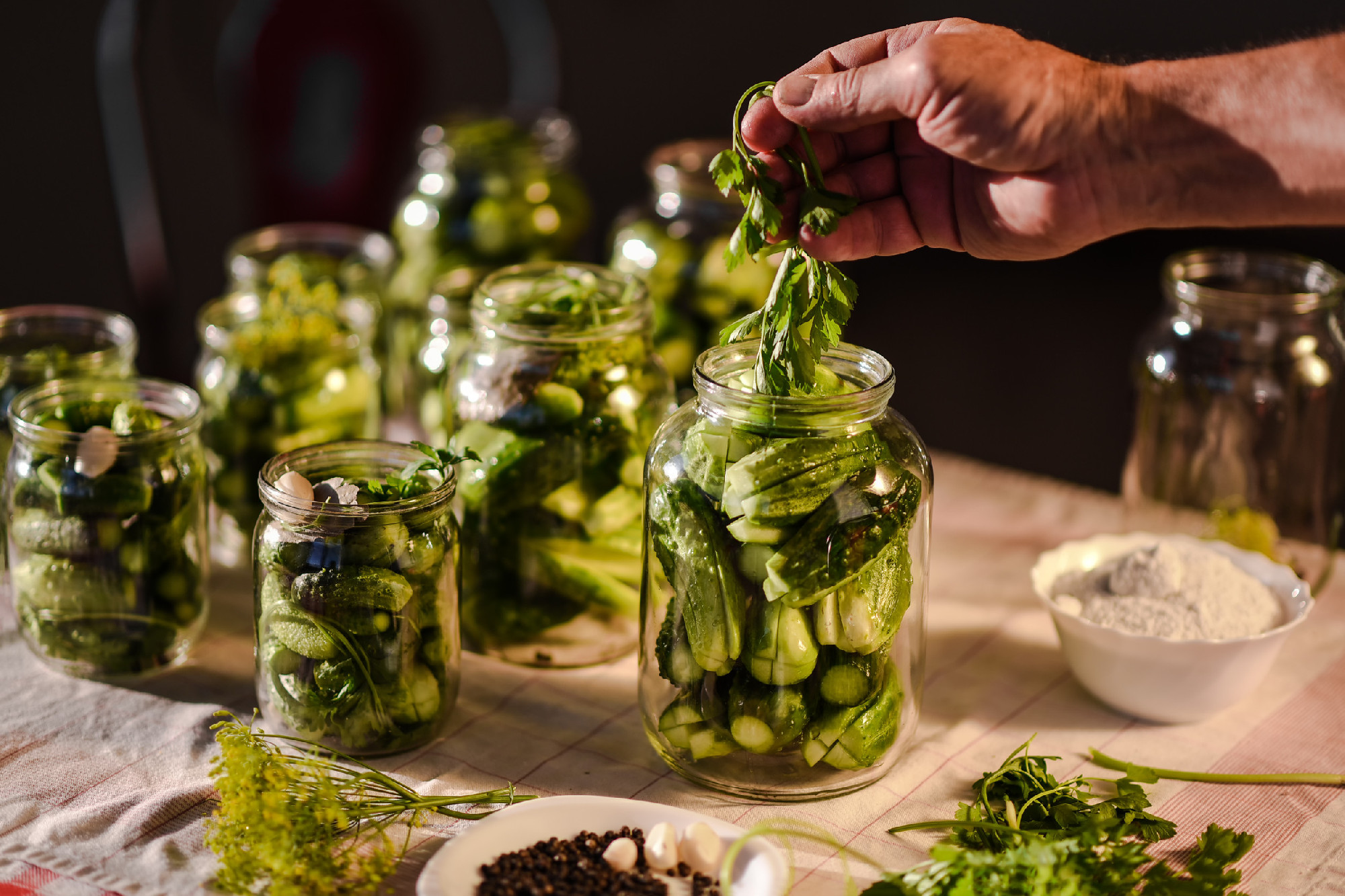 The process of preparation of salty cucumbers for canning, Ukraine
