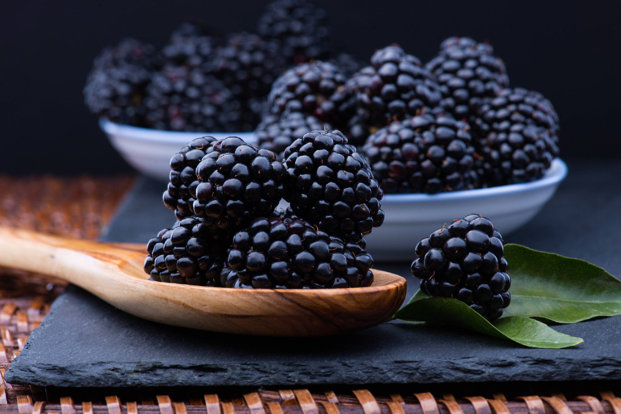Blackberry on stone board