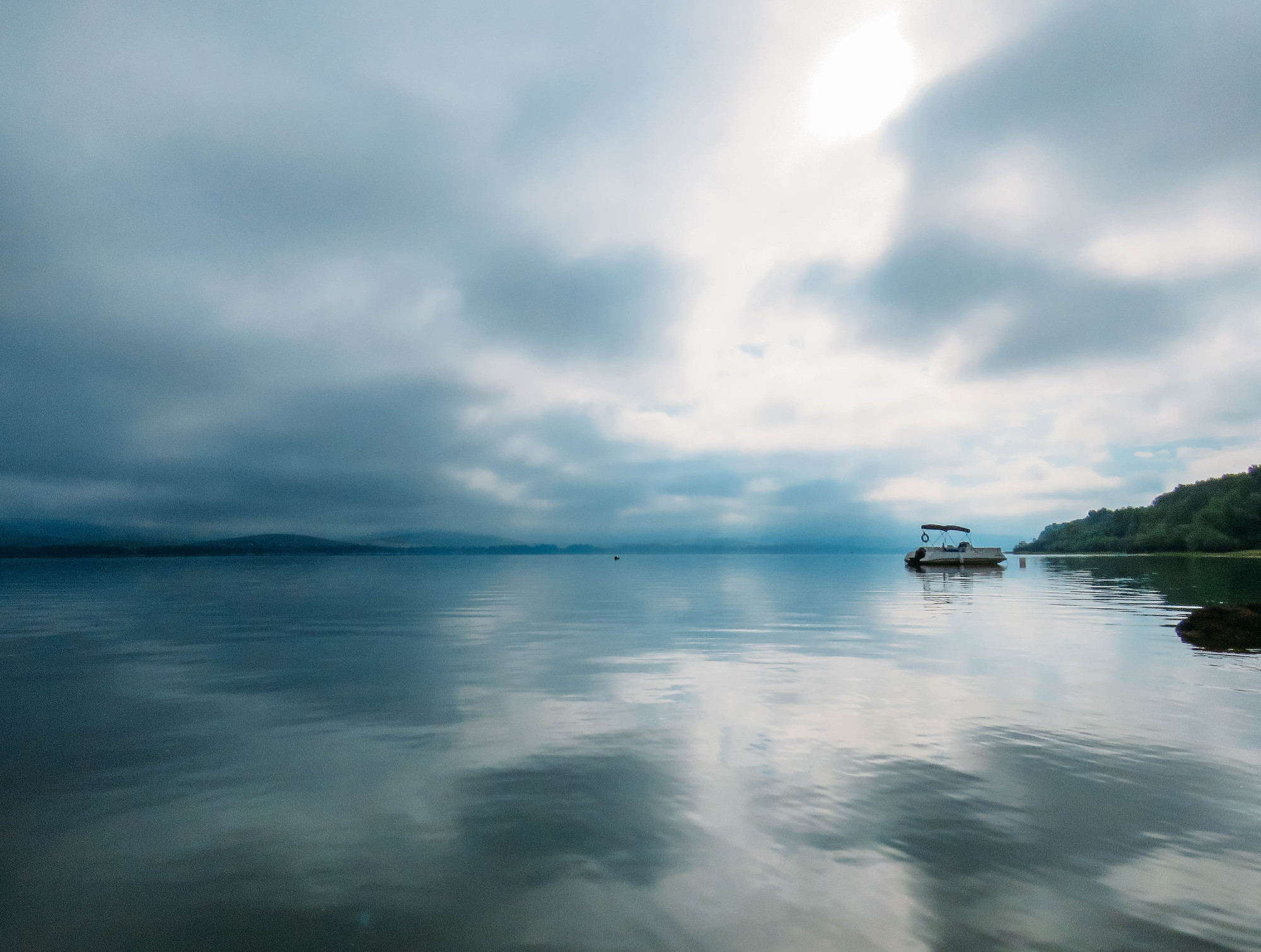 Lake in cloudy weather
