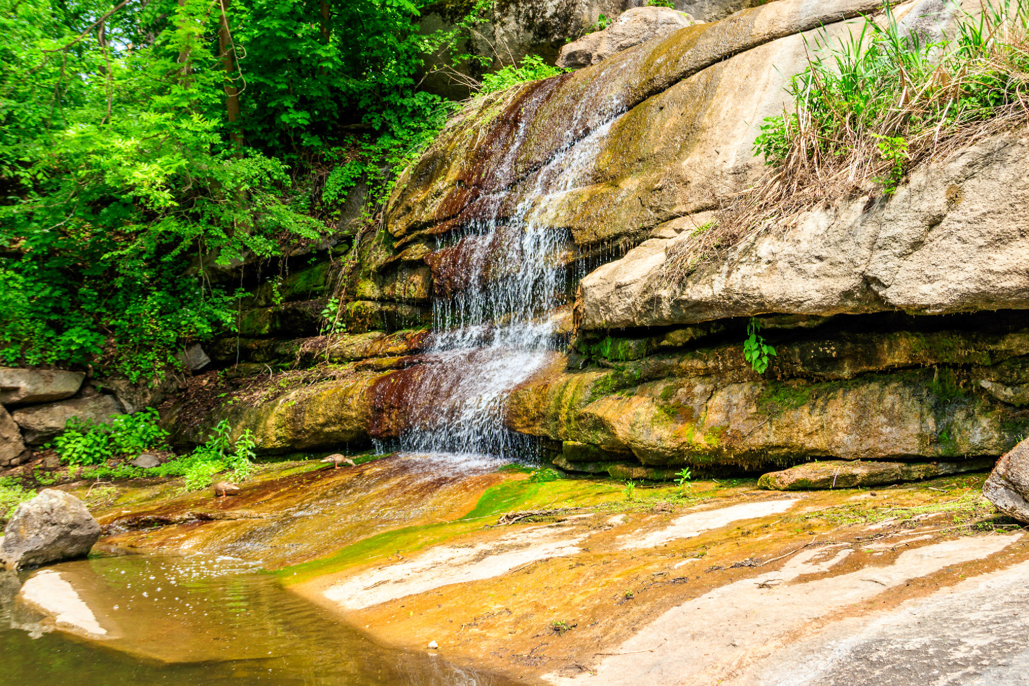 Beautiful waterfall in Sofiyivka park in Uman, Ukraine