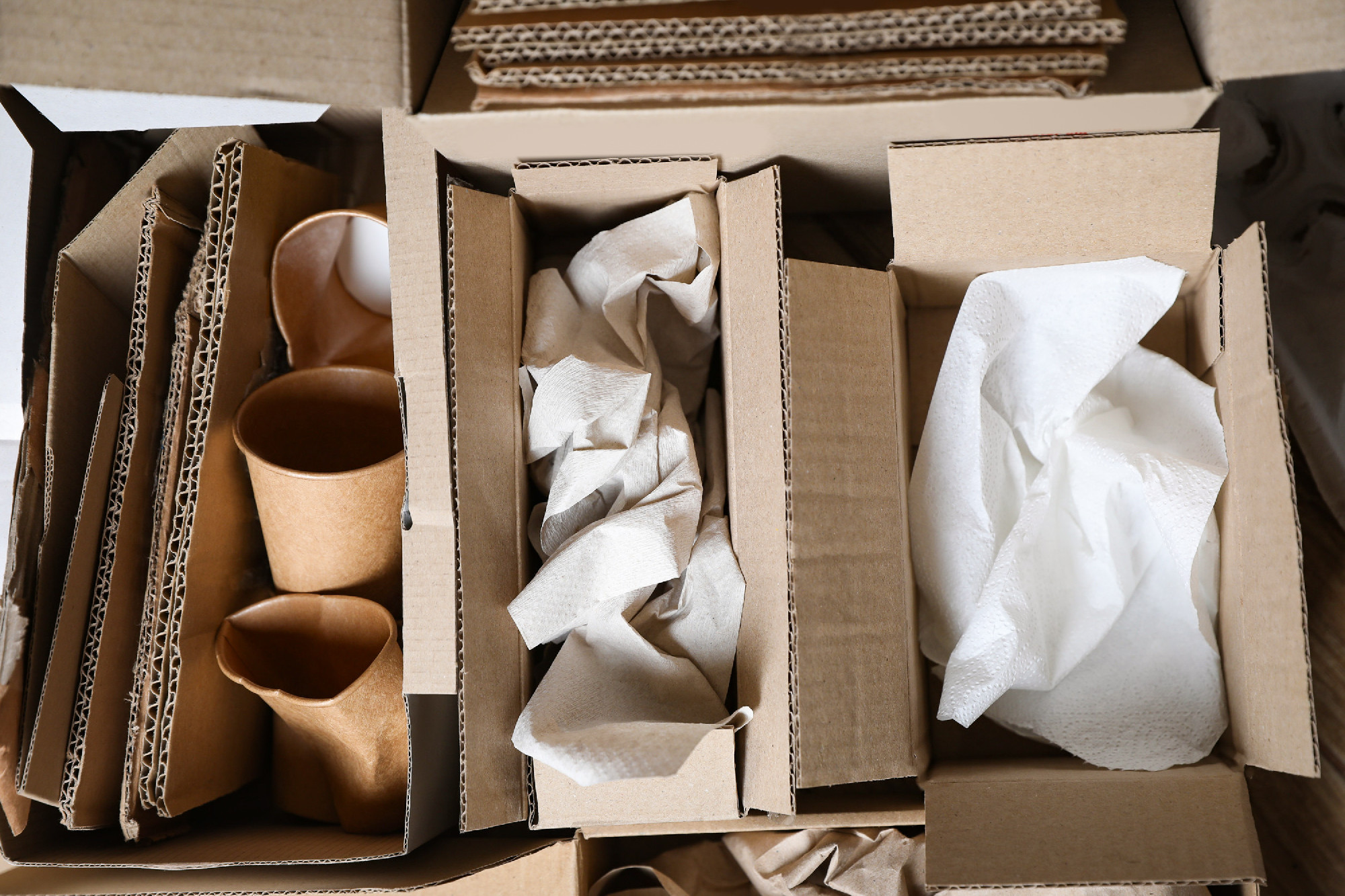 Different waste paper as background, flat lay