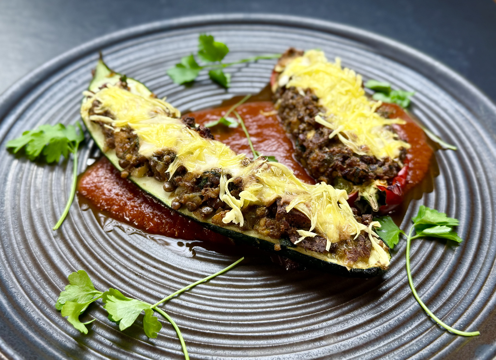 Marokkói töltött paprika és cukkini (vegán)